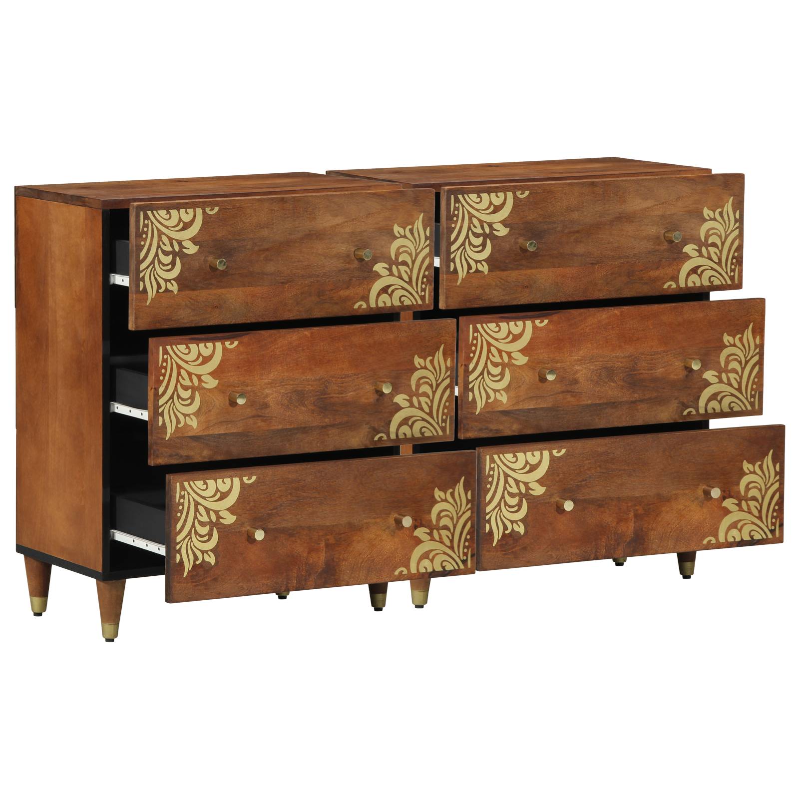 vidaXL Sideboards 2 Stk. Honigbraun 60x33,5x75 cm Raues Mangoholz