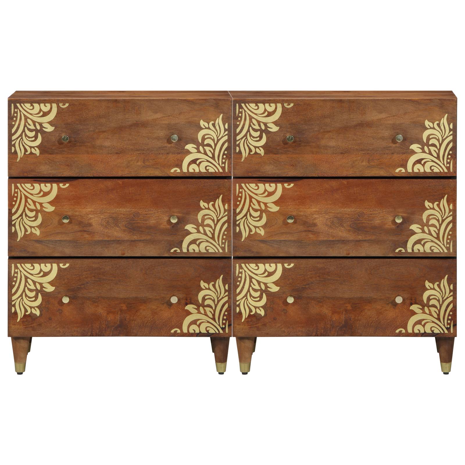 vidaXL Sideboards 2 Stk. Honigbraun 60x33,5x75 cm Raues Mangoholz