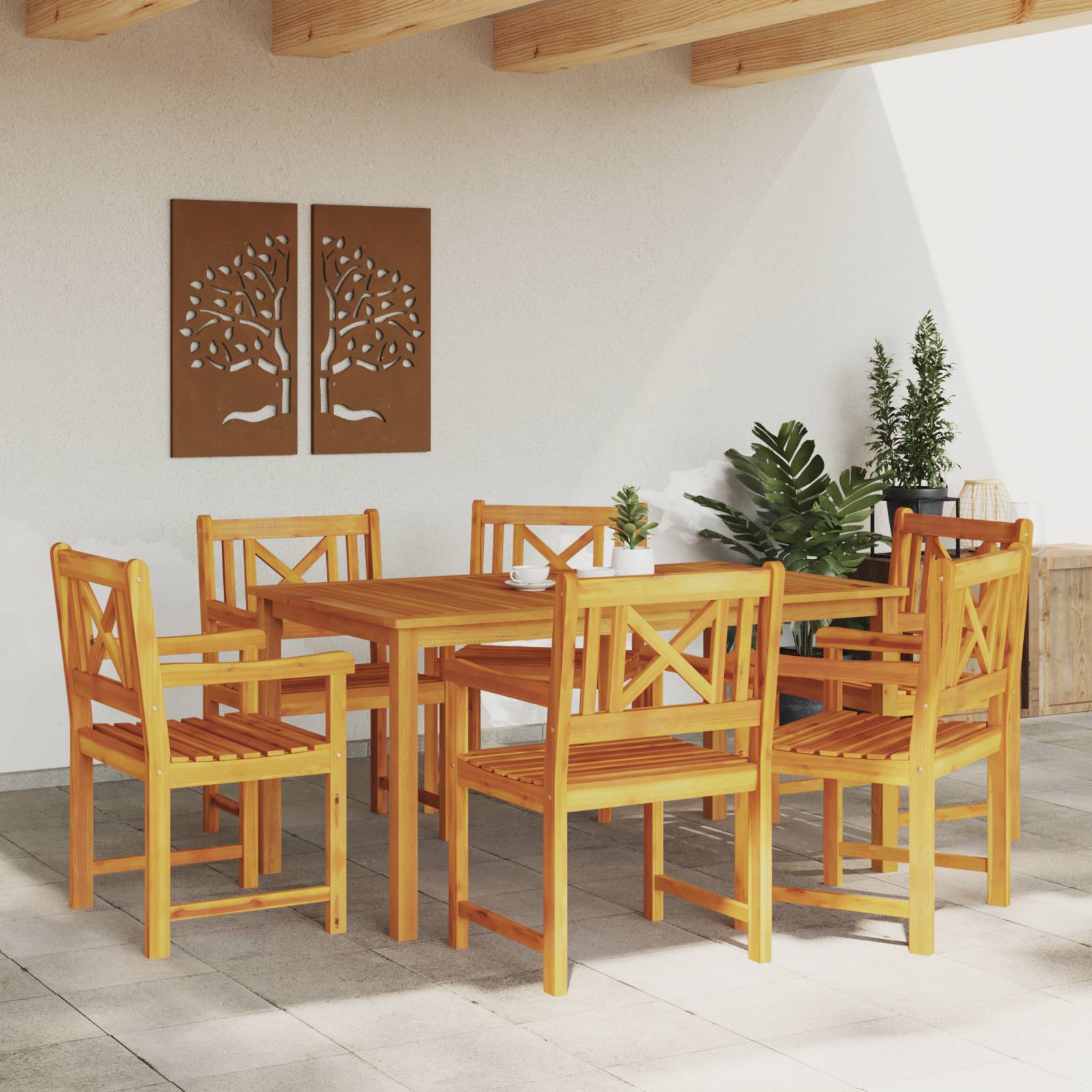 vidaXL Gartenstühle 6 Stück 56x55.5x90 cm Massivholz Akazie