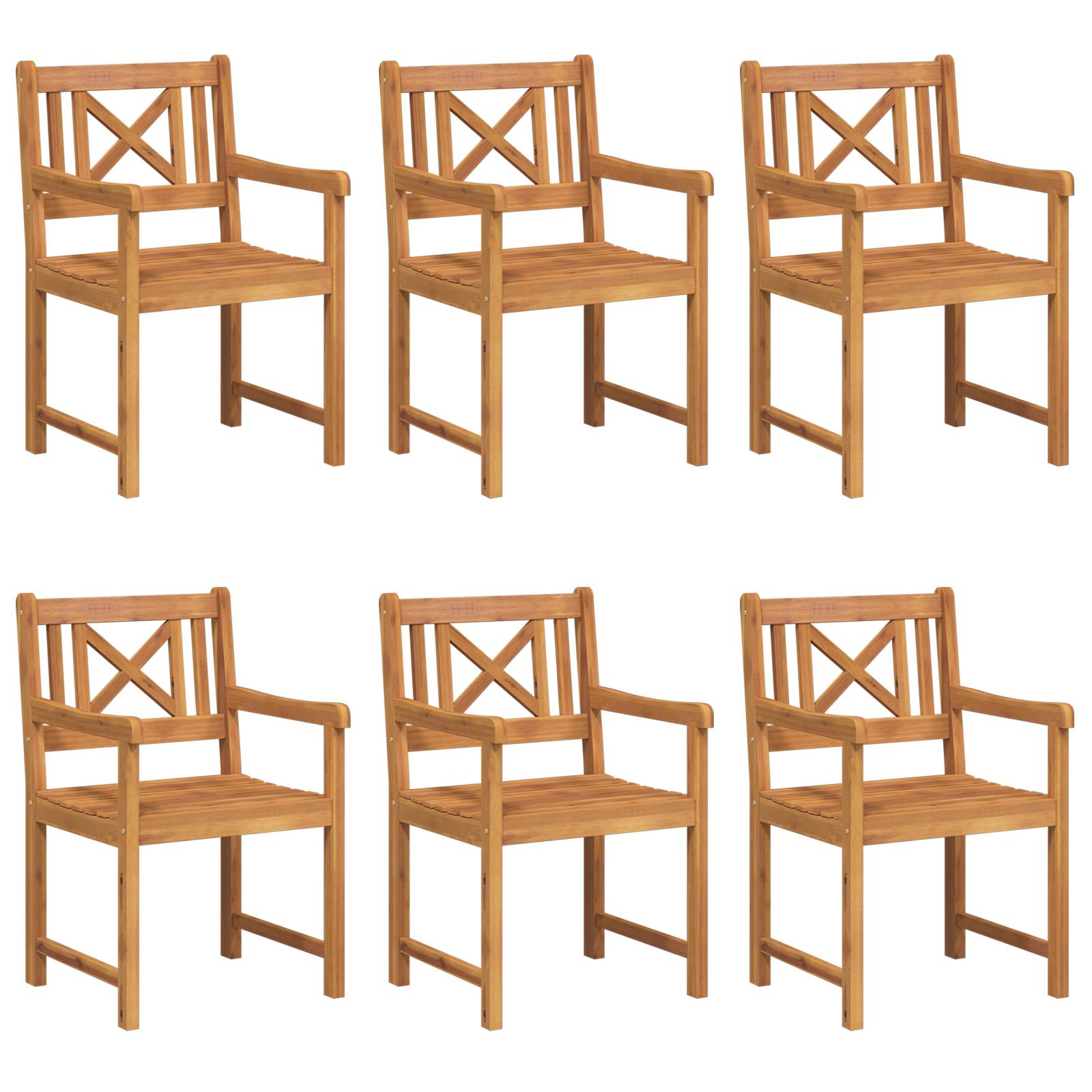 vidaXL Gartenstühle 6 Stück 56x55.5x90 cm Massivholz Akazie