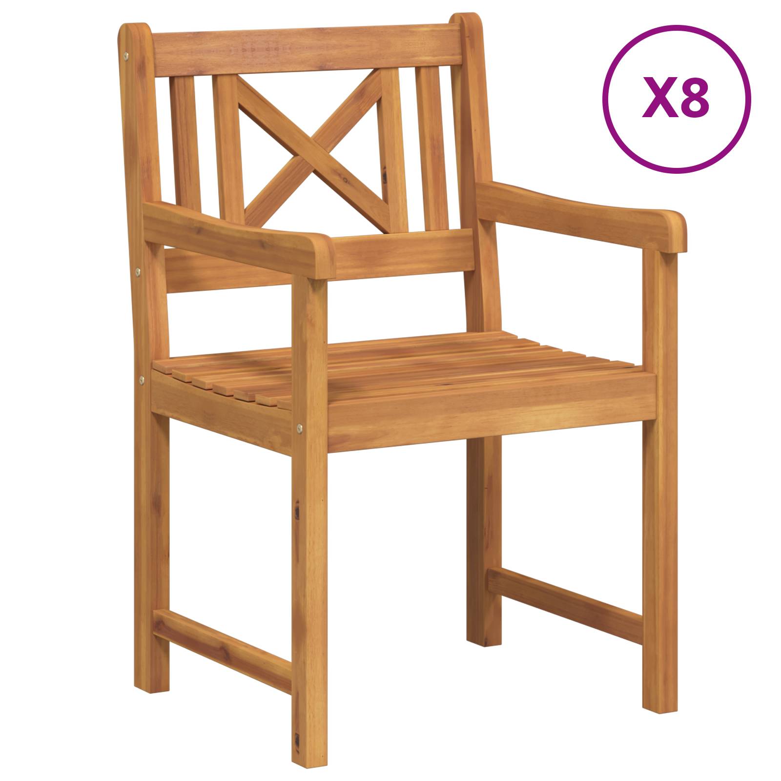vidaXL Gartenstühle 8 Stück 56x55.5x90 cm Massivholz Akazie