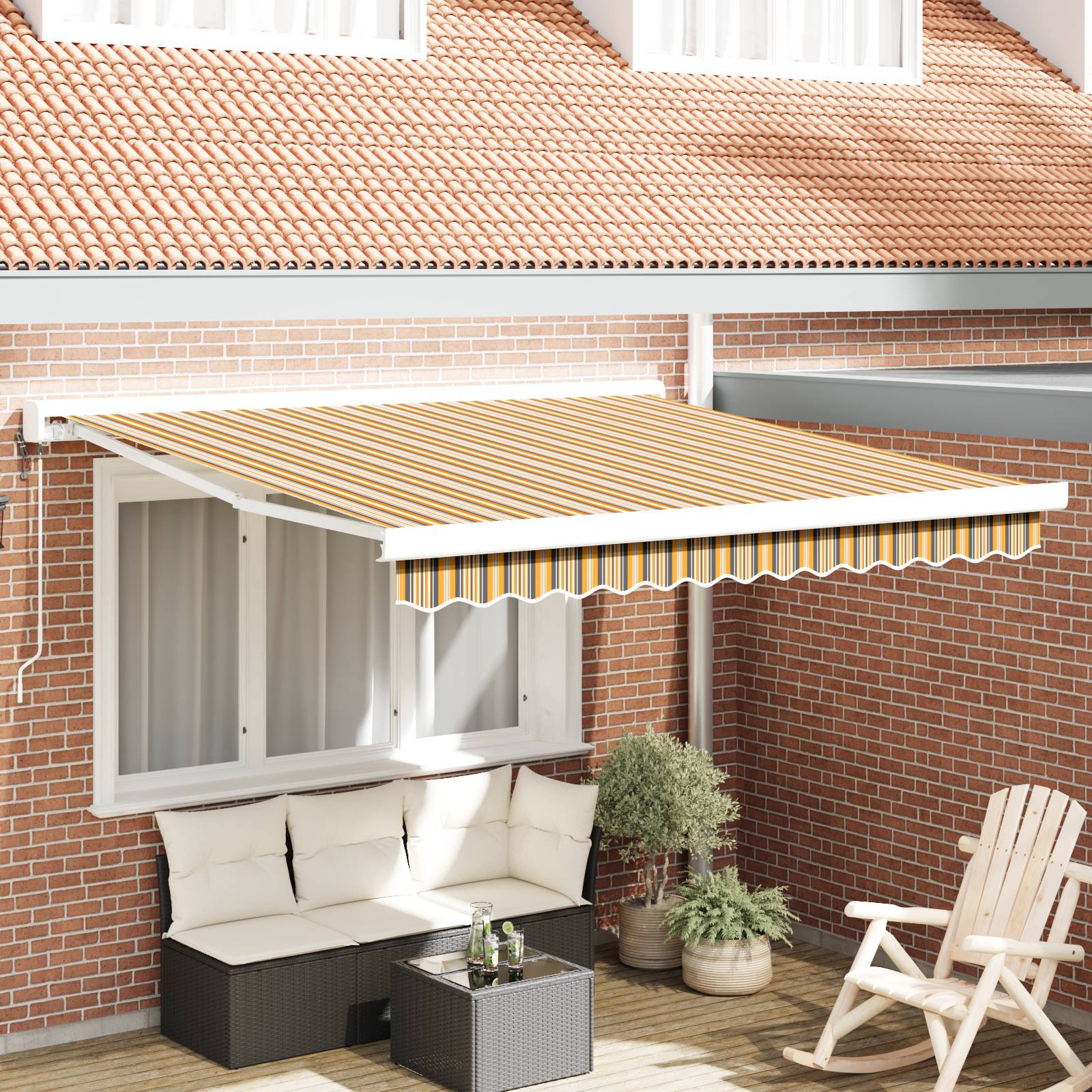 vidaXL Automatische Einziehbare Markise mit mehrfarbigen Streifen 300x250 cm