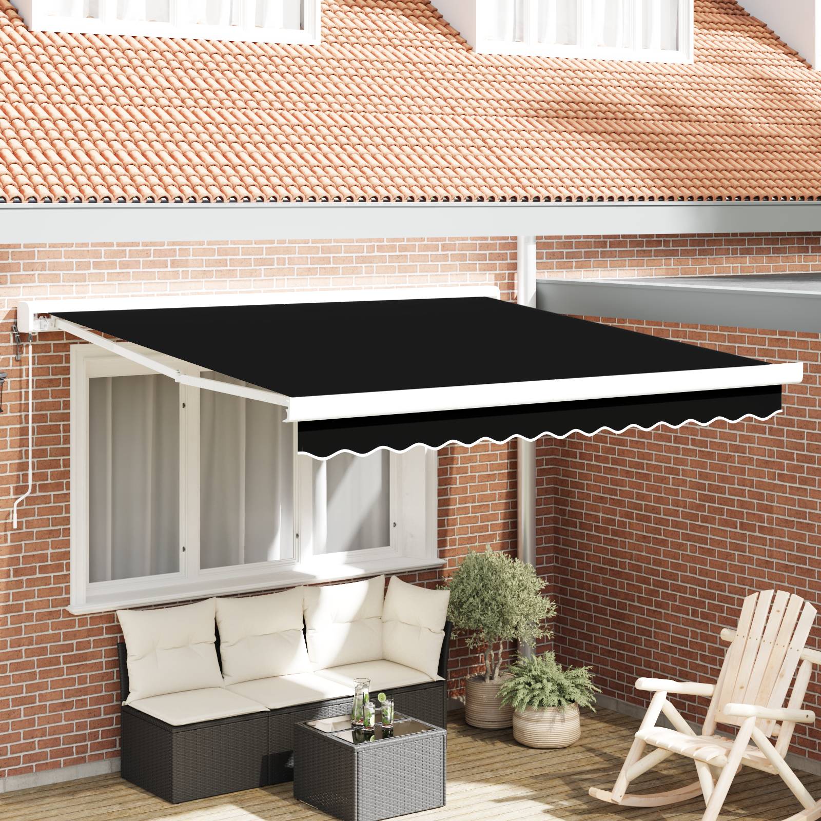 vidaXL Automatische einziehbare Markise Schwarz 350 x 250 cm