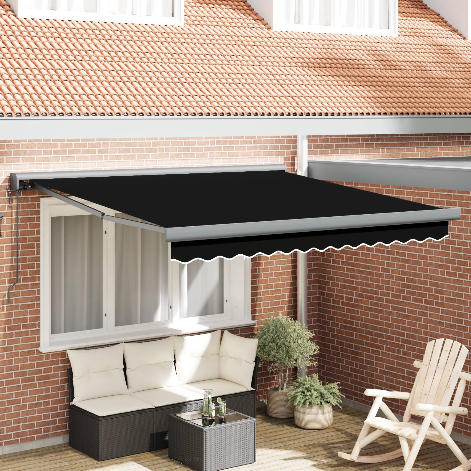 vidaXL Automatische einziehbare Markise Schwarz 350x250 cm