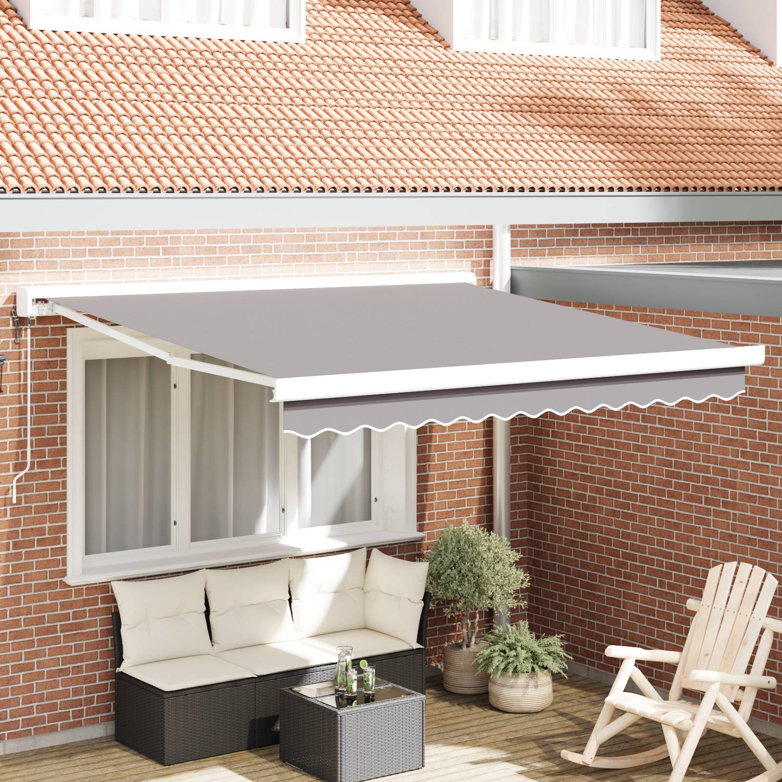 vidaXL Automatische Einziehbare Markise Hellgrau 350x250 cm