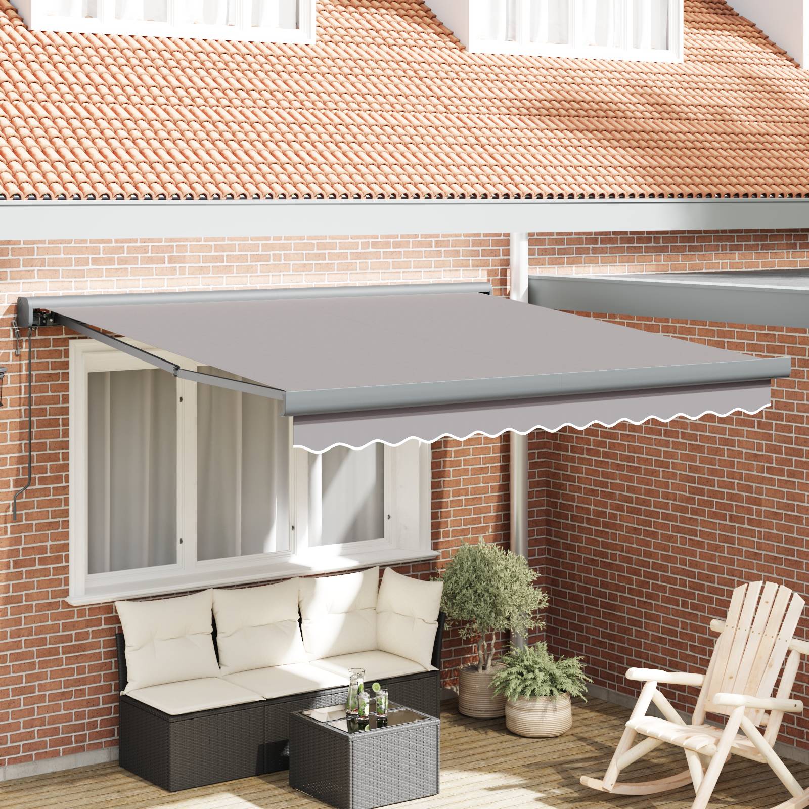 vidaXL Automatische einziehbare Markise hellgrau 350x250 cm