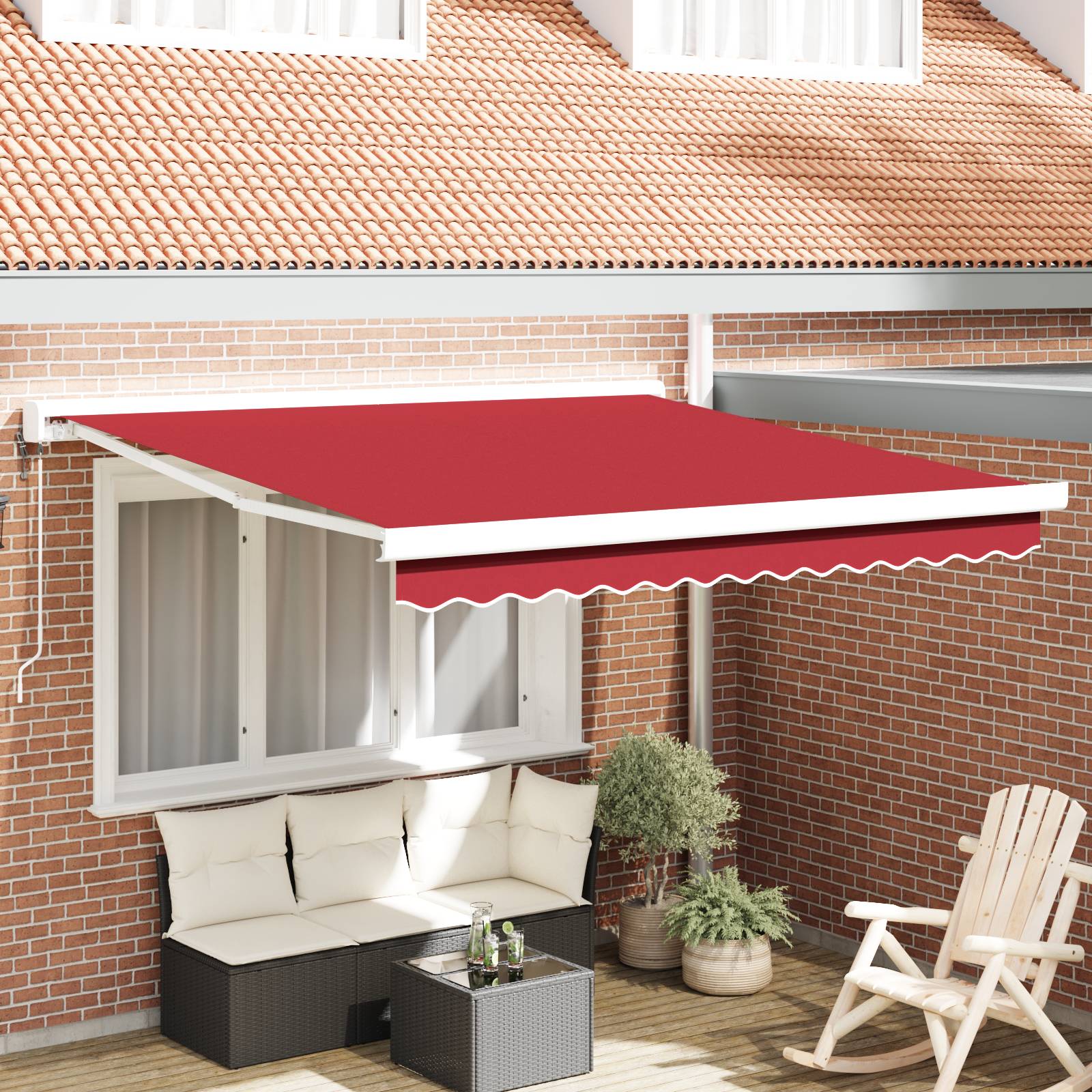 vidaXL Automatische Einziehbare Markise Rot 300x250 cm