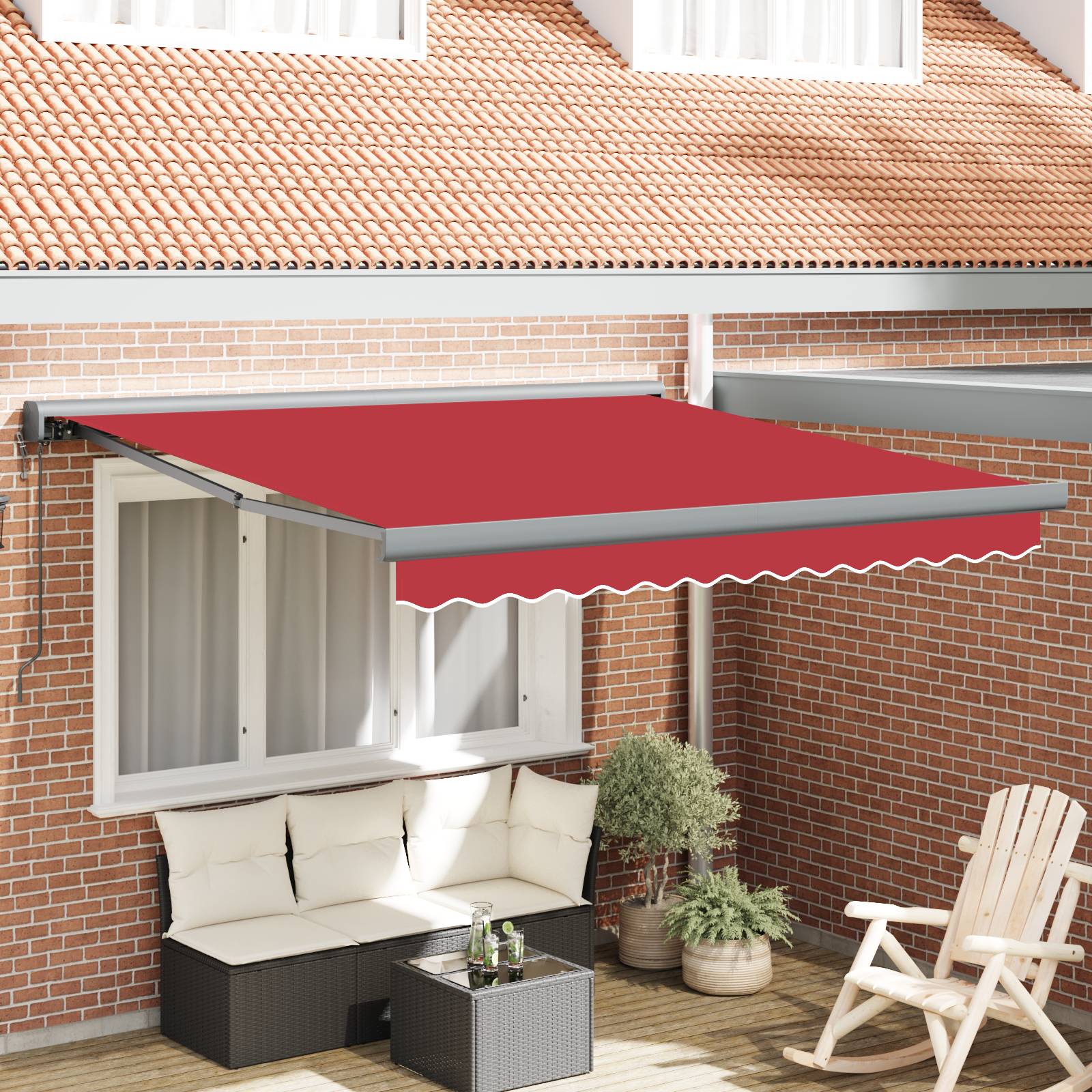 vidaXL Automatische einziehbare Markise Rot 300x250 cm