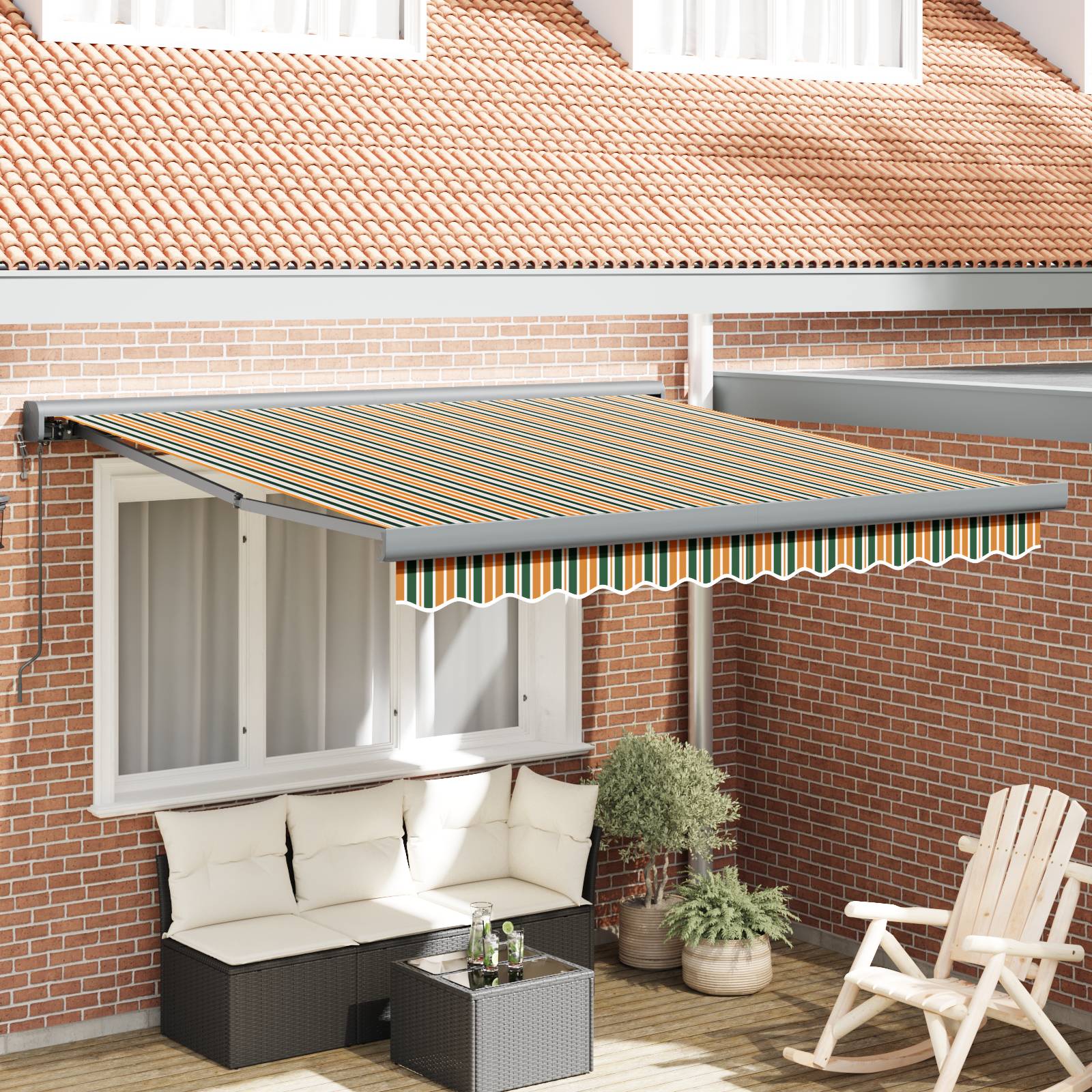 vidaXL Automatische einziehbare Markise Grün und Gelb 300x250 cm