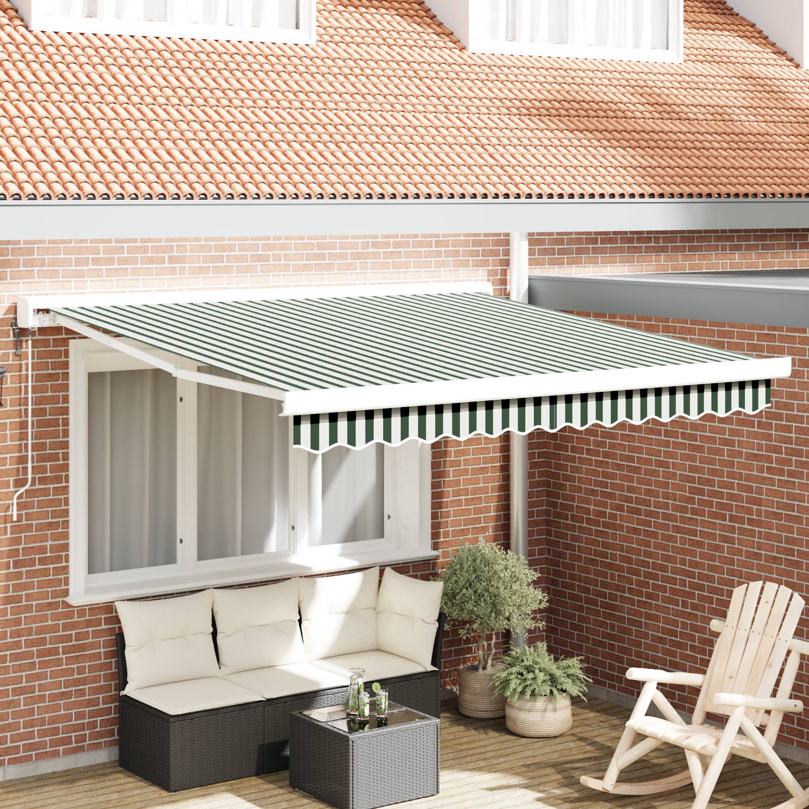 vidaXL Automatische einziehbare Markise Grün und Weiß 350x250 cm