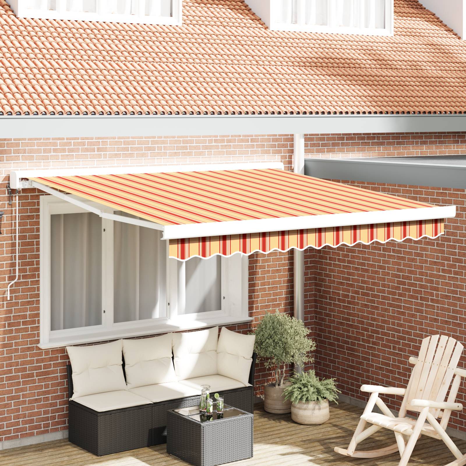 vidaXL Automatische Einziehbare Markise Gelb und Orange 300x250 cm