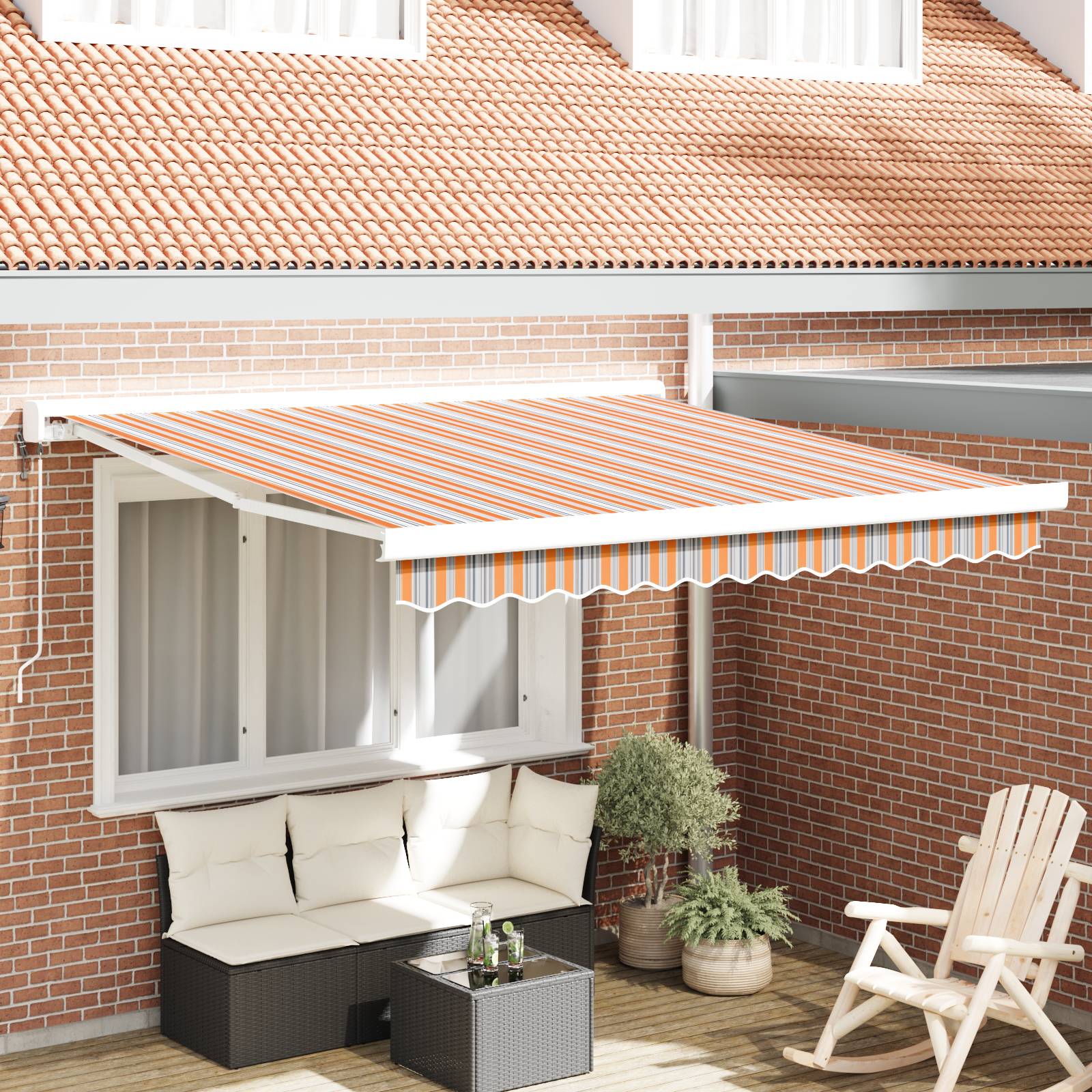 vidaXL Automatische einziehbare Markise mit Multicolor-Streifen 350x250 cm
