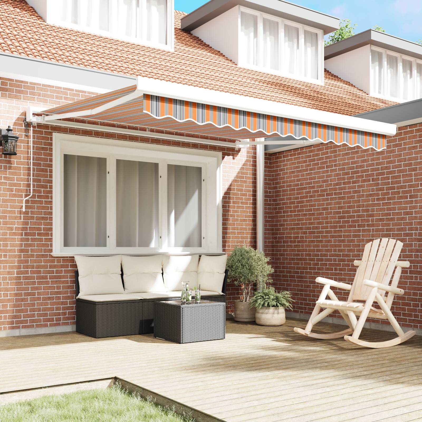 vidaXL Automatische einziehbare Markise mit Multicolor-Streifen 350x250 cm