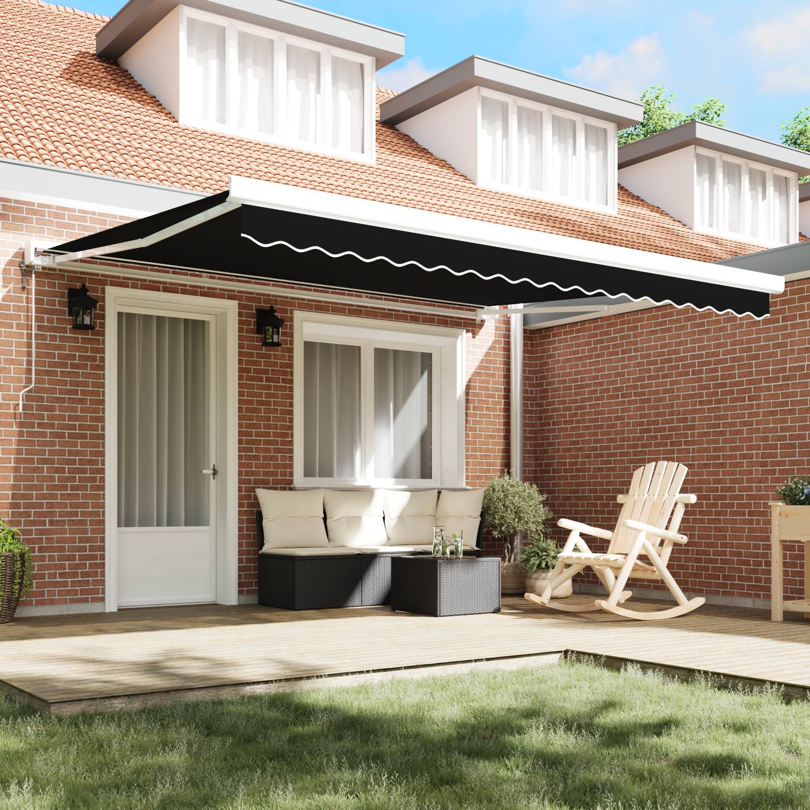 vidaXL Automatische Einziehbare Markise Schwarz 400x300 cm