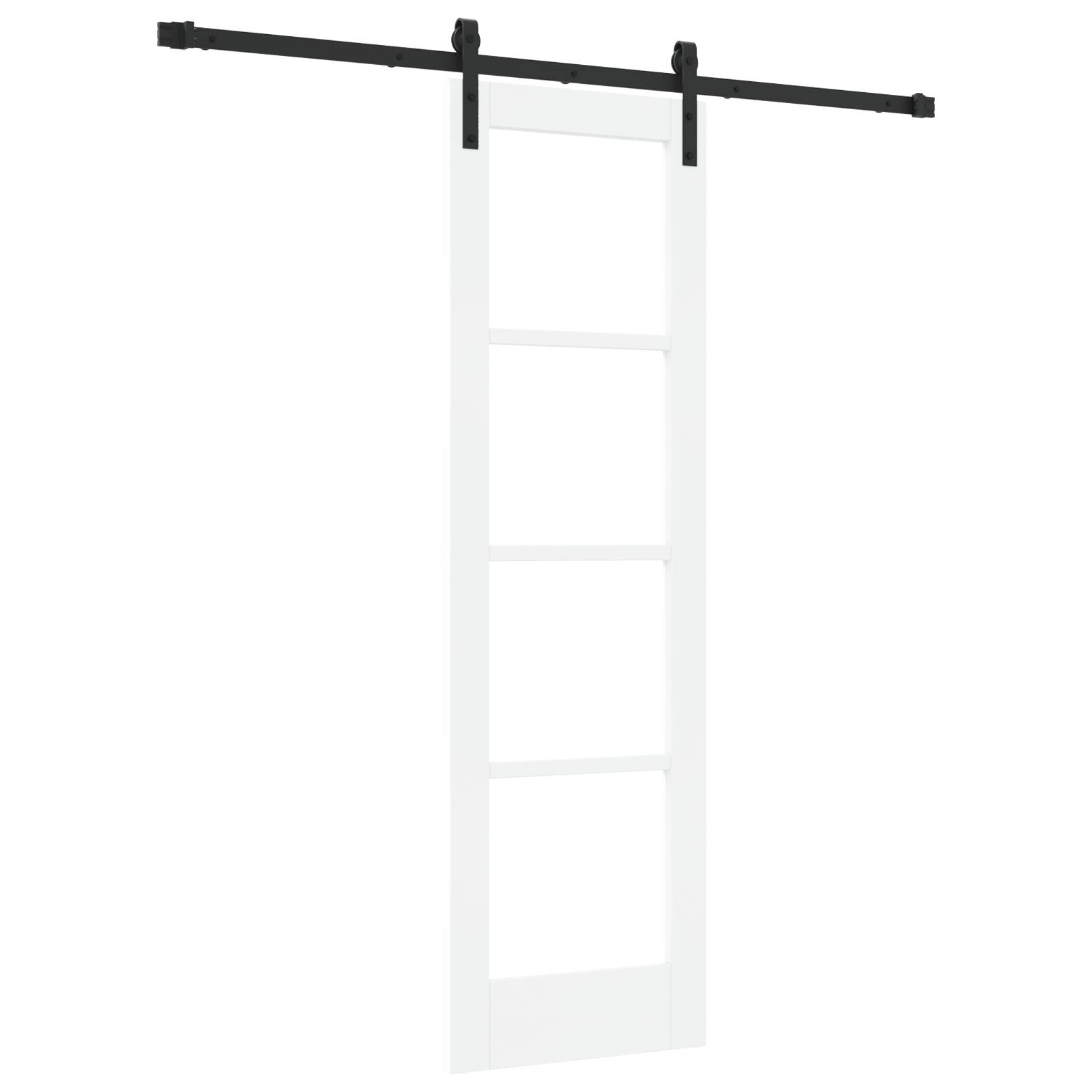 vidaXL Schiebetür mit Beschlagsset 'ORKDAL'Weiße Massivholz & Glas