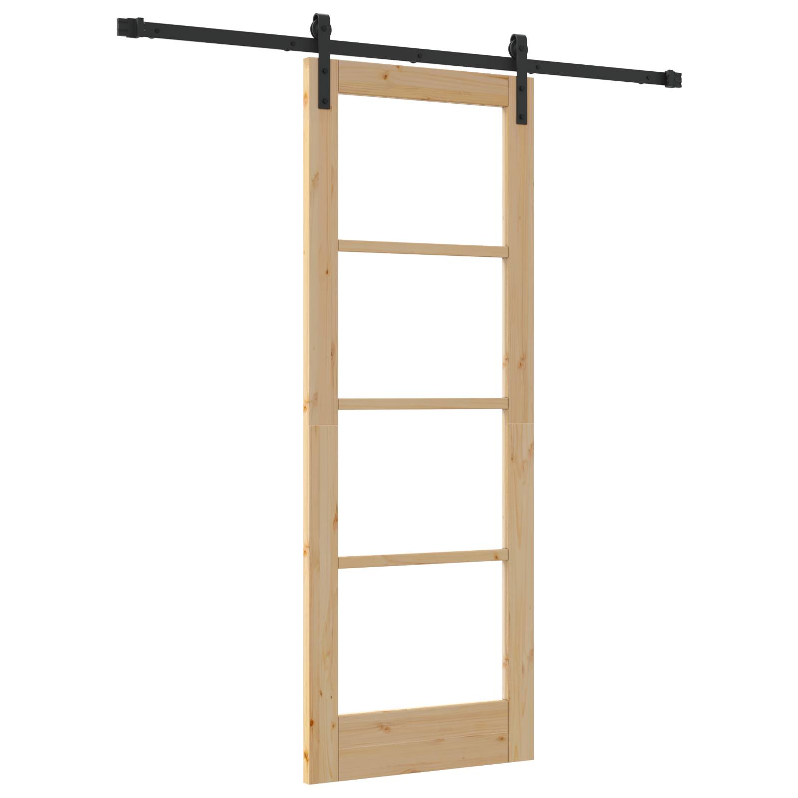 vidaXL Schiebetür mit Hardware-Set 'ORKDAL'aus massivem Holz und Glas