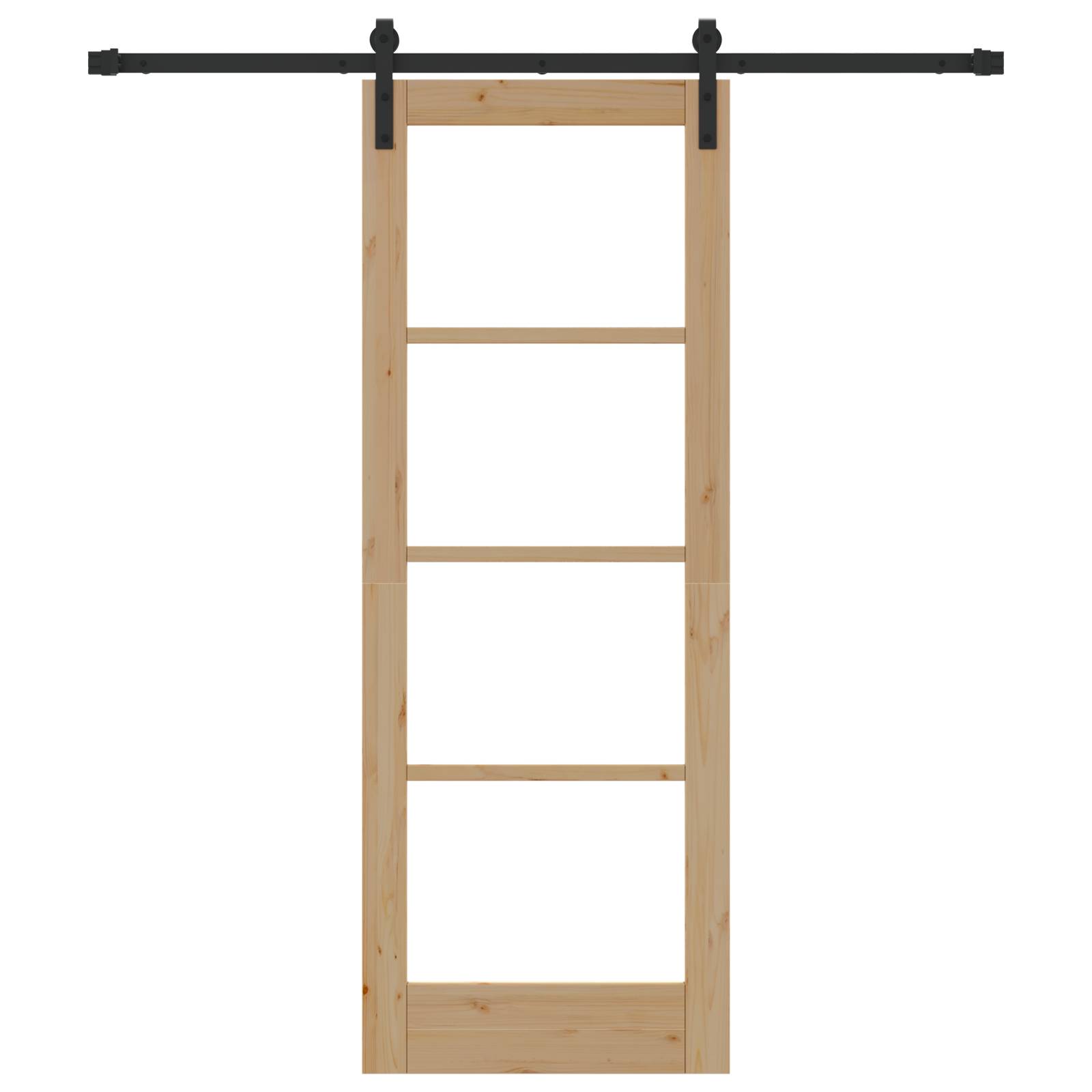 vidaXL Schiebetür mit Hardware-Set 'ORKDAL'aus massivem Holz und Glas