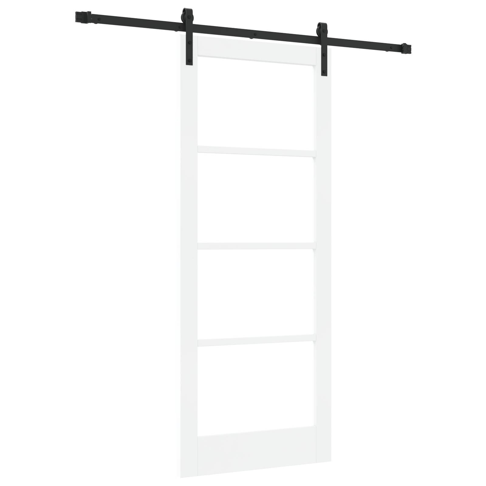 vidaXL Schiebetür mit Beschlagset 'ORKDAL'Weiße Massivholz & Glas