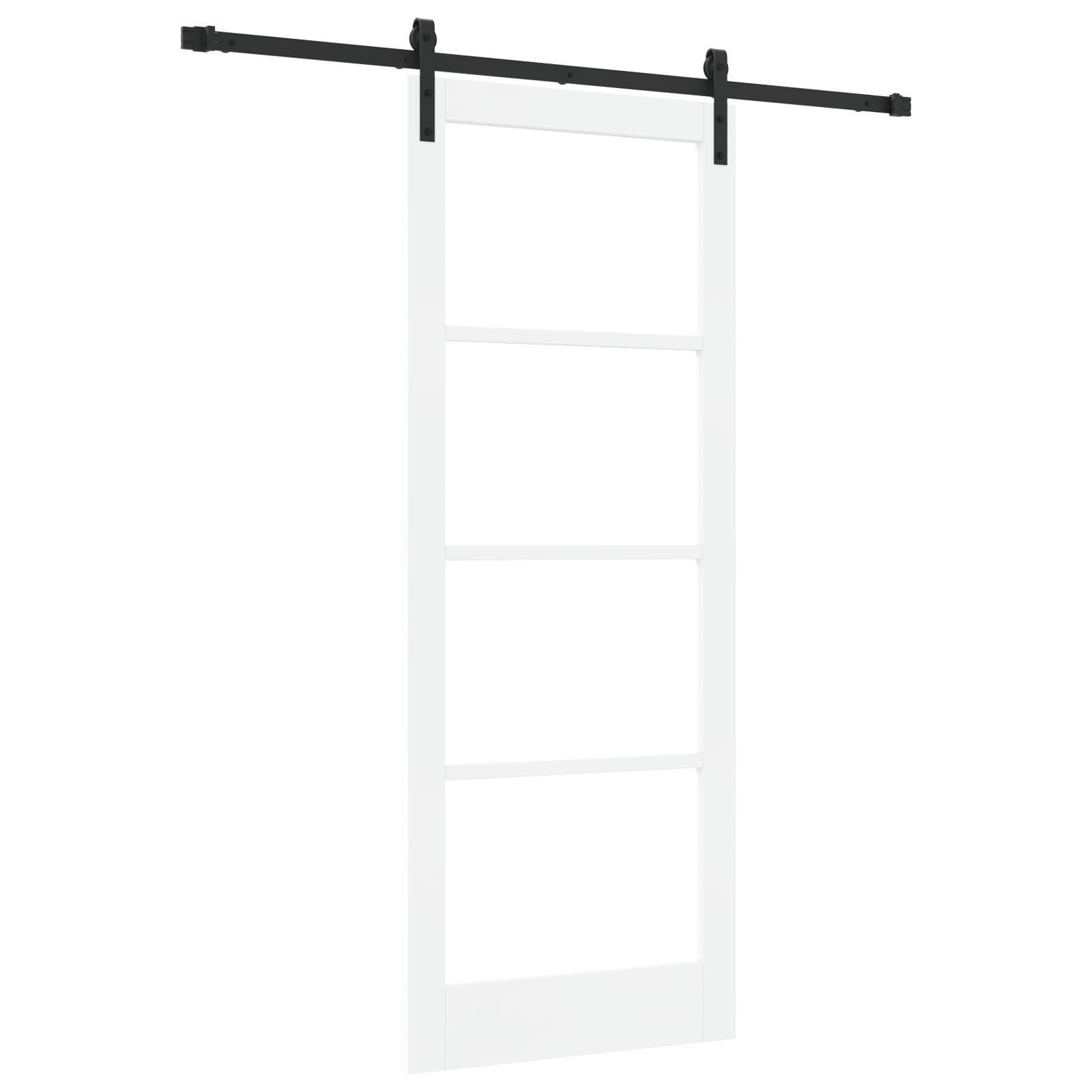 vidaXL Schiebetür mit Beschlägen Set 'ORKDAL'Weiß Massivholz & Glas
