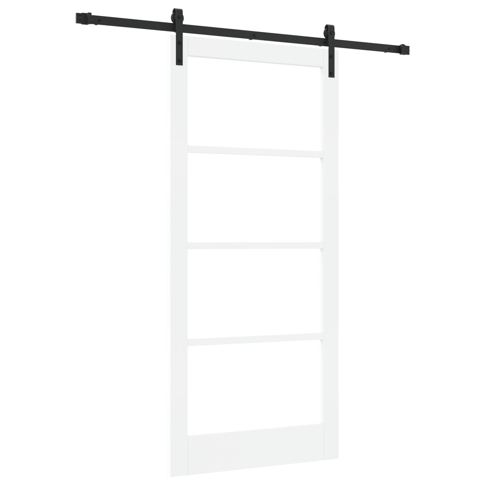 vidaXL Schiebetür mit Beschlägen 'ORKDAL'Weiß Massivholz & Glas