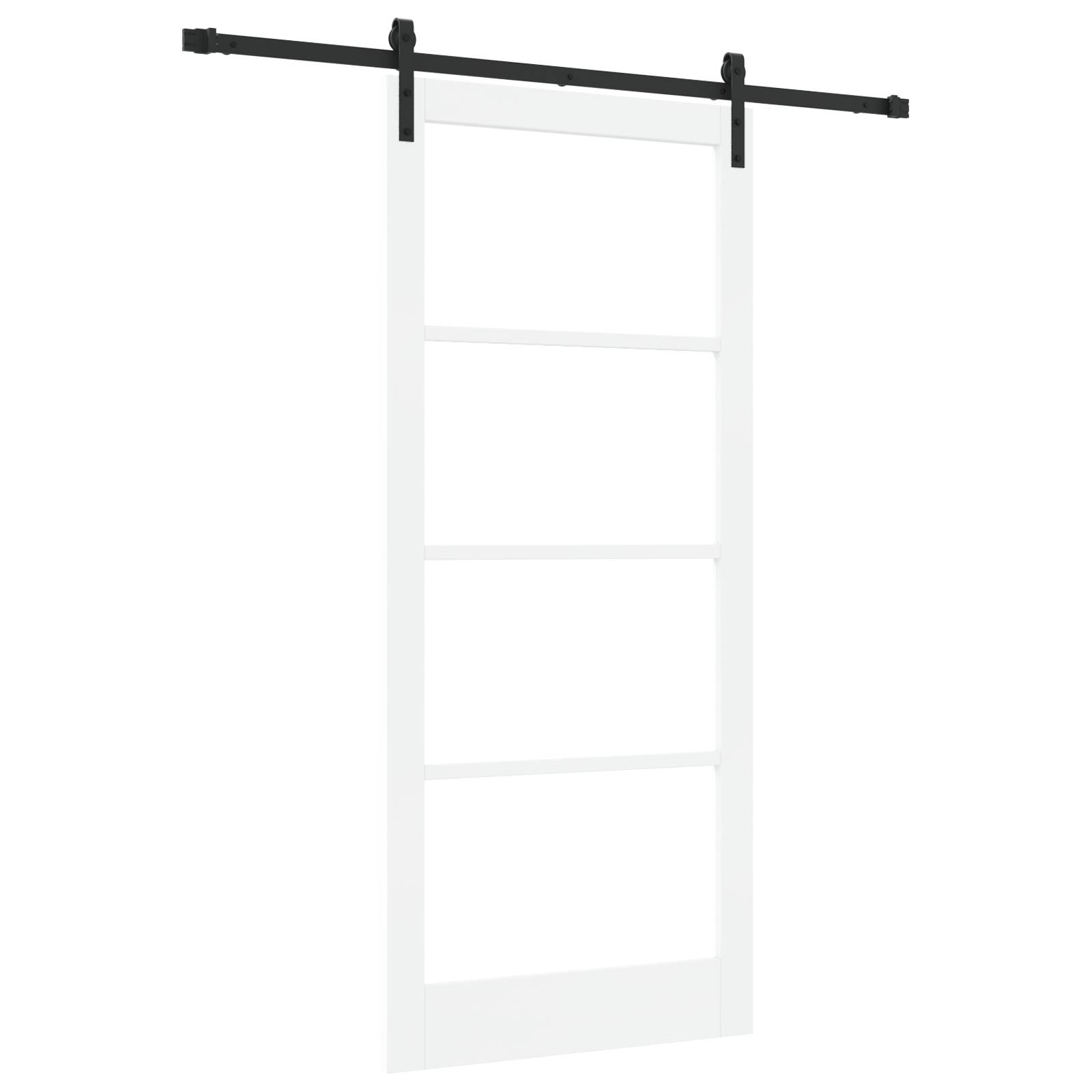 vidaXL Schiebetür mit Beschlägen Set 'ORKDAL'Weiß Massivholz & Glas