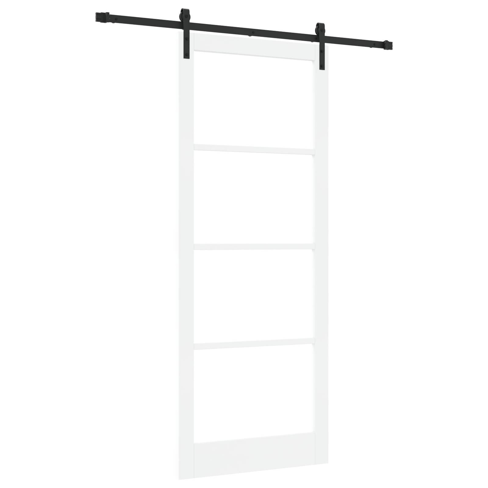 vidaXL Schiebetür mit Zubehör Set 'ORKDAL'Weiß Massivholz & Glas