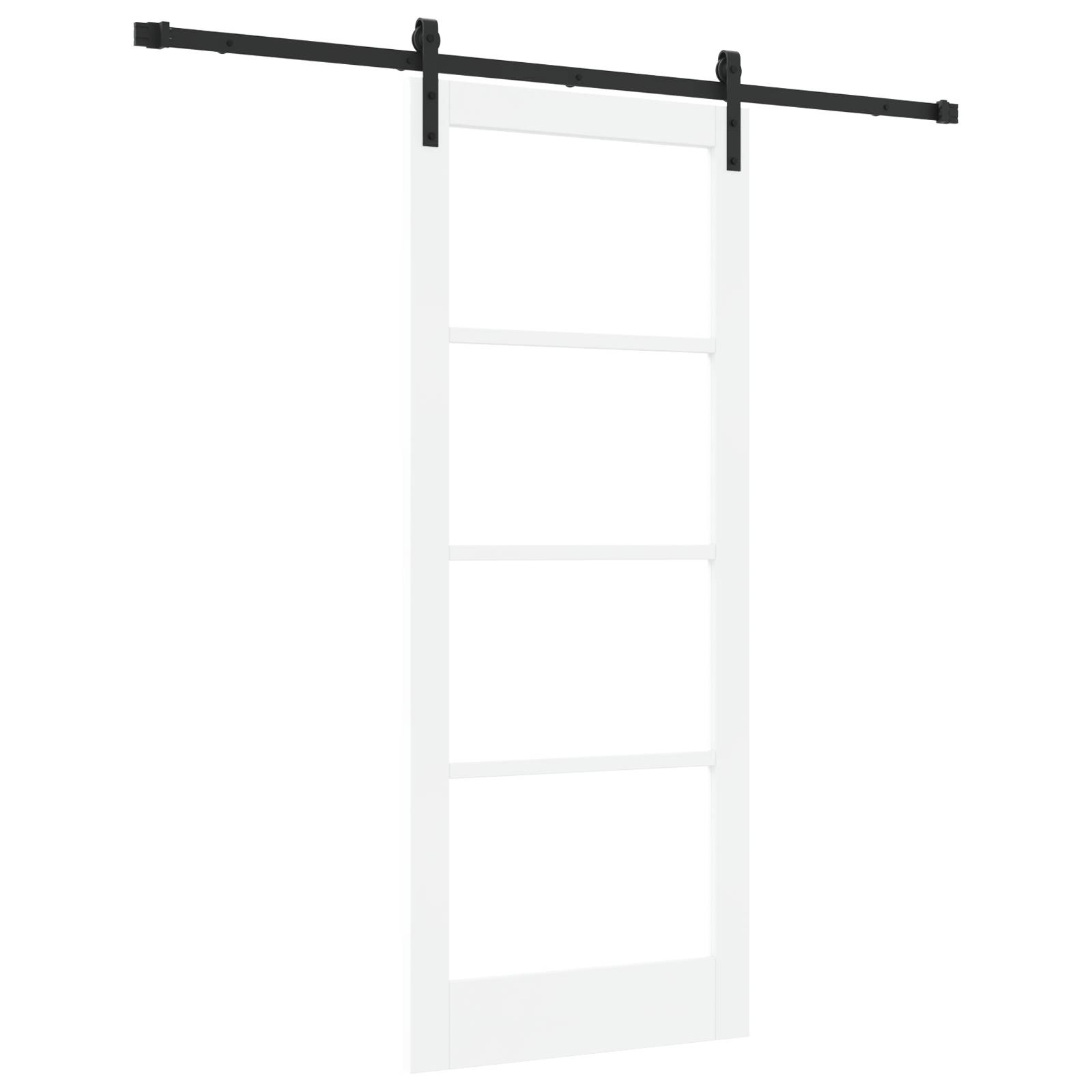 vidaXL Schiebetür mit Beschlagset 'ORKDAL'Weiße Massivholz & Glas