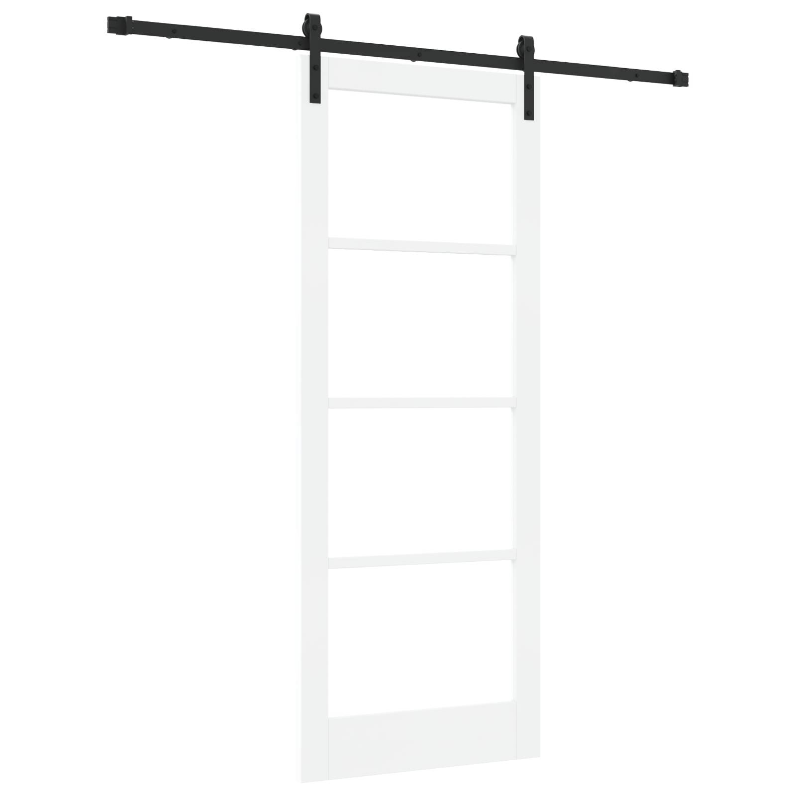 vidaXL Schiebetür mit Beschlagset 'ORKDAL'Weiße Massivholz & Glas