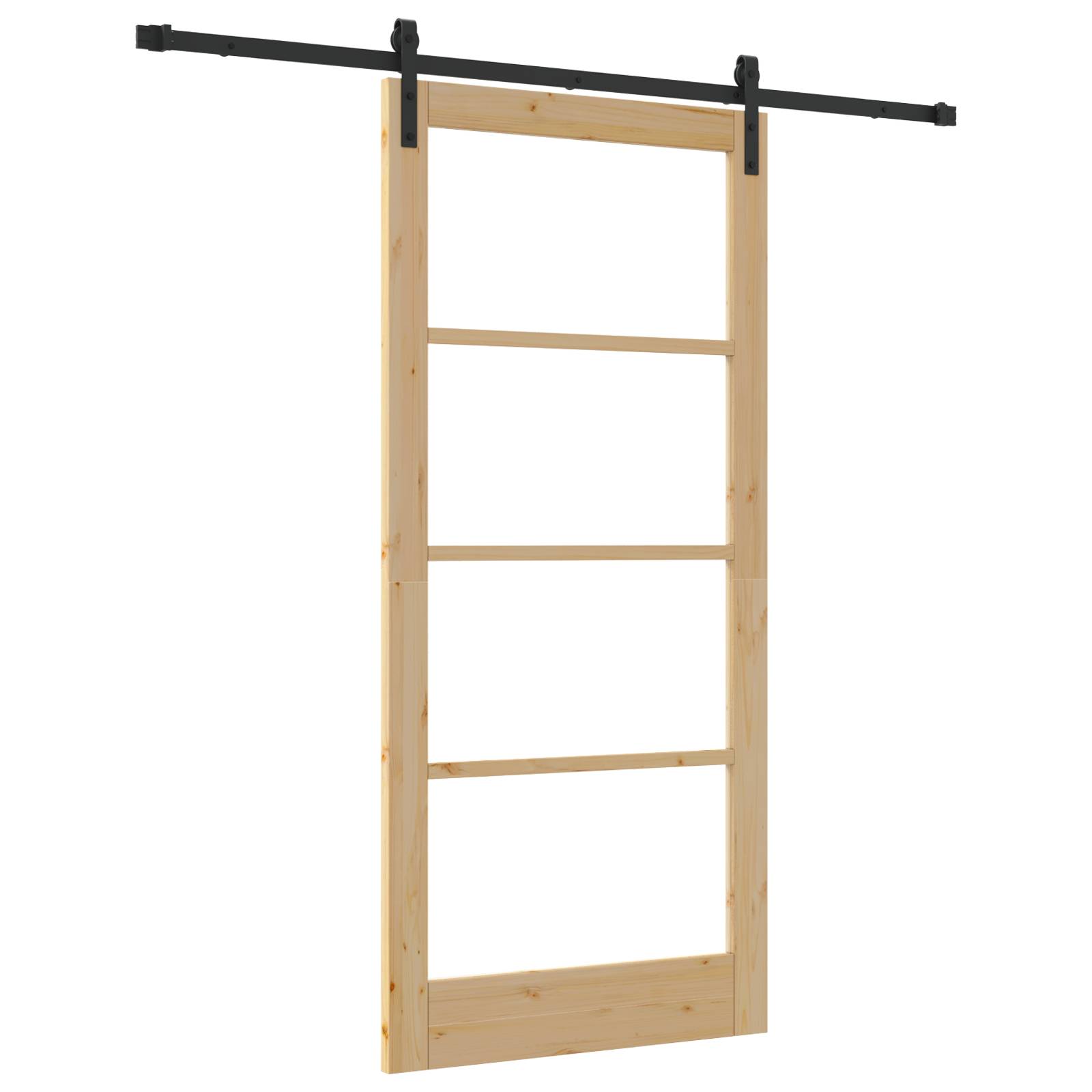 vidaXL Schiebetür mit Beschlagsatz "ORKDAL" aus massivem Holz & Glas