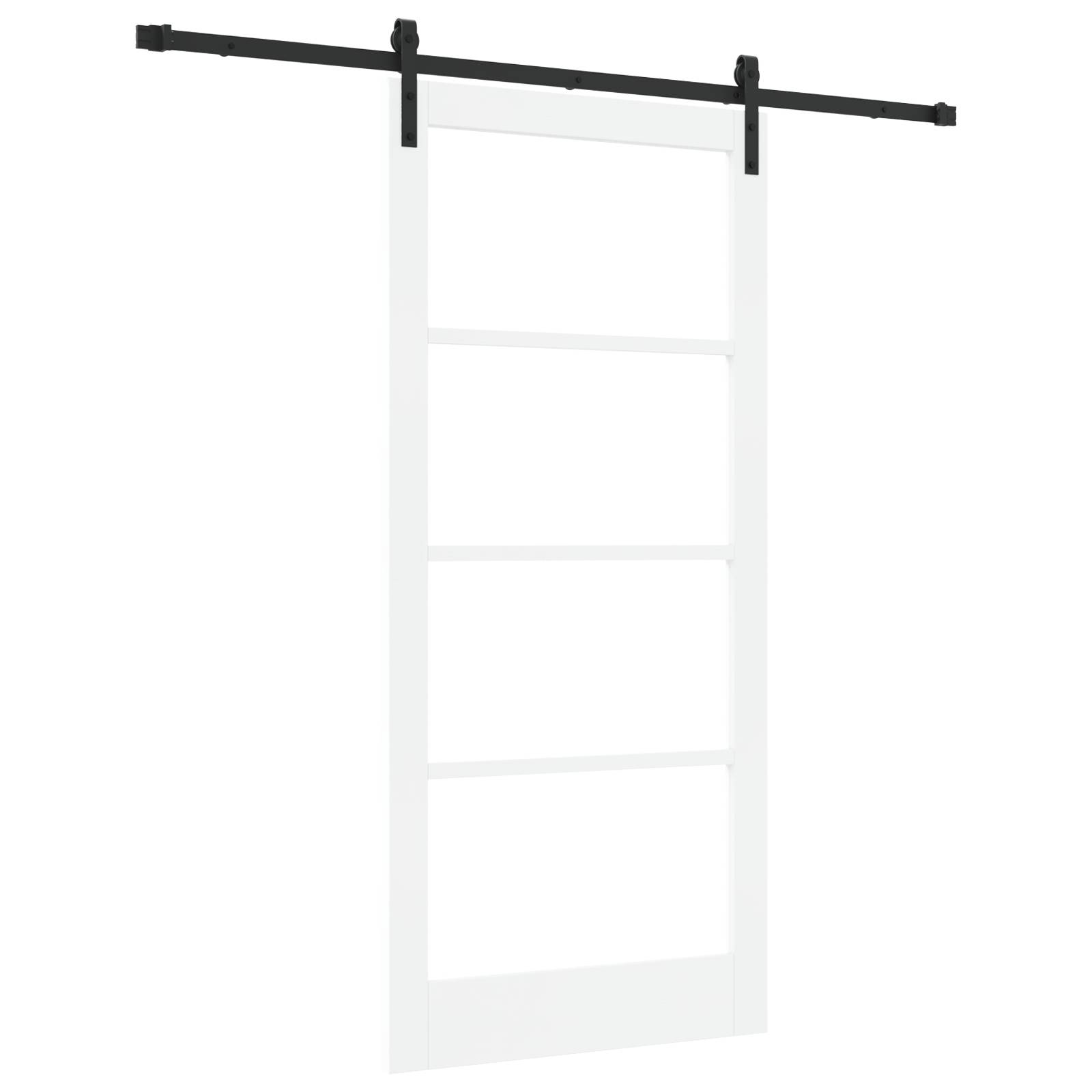 vidaXL Schiebetür mit Beschläge Set 'ORKDAL'Weiß Massivholz & Glas