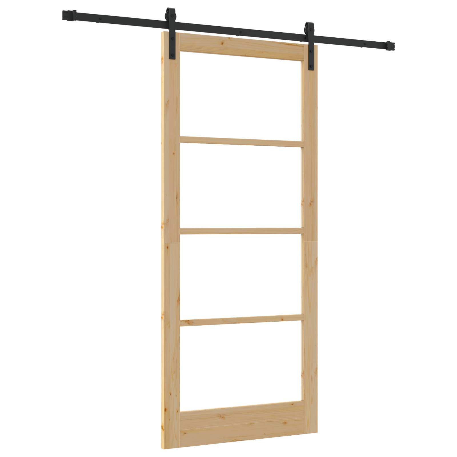 vidaXL Schiebetür mit Hardware-Set 'ORKDAL'aus massivem Holz und Glas
