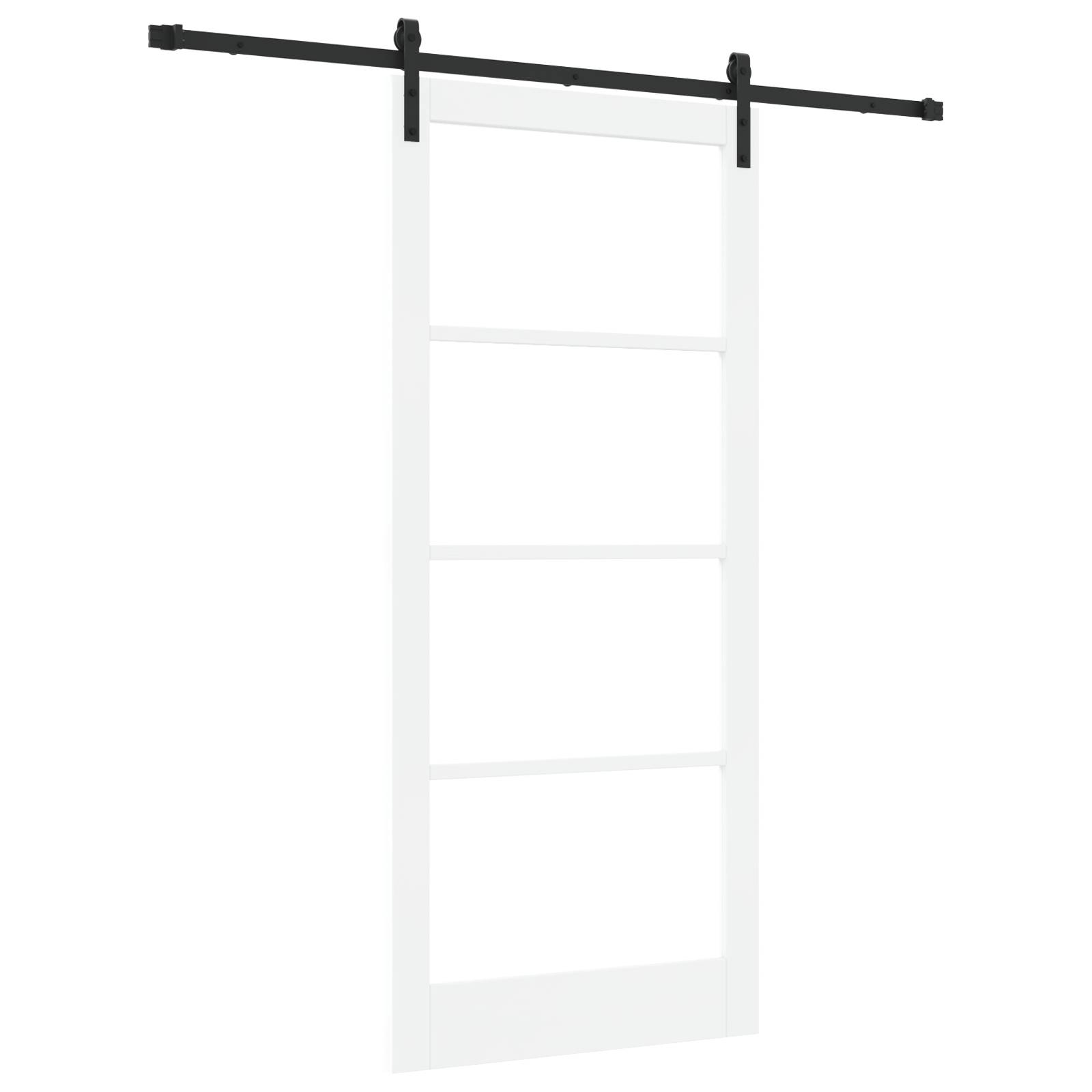 vidaXL Schiebetür mit Beschlägen "ORKDAL" Weiß Massivholz & Glas