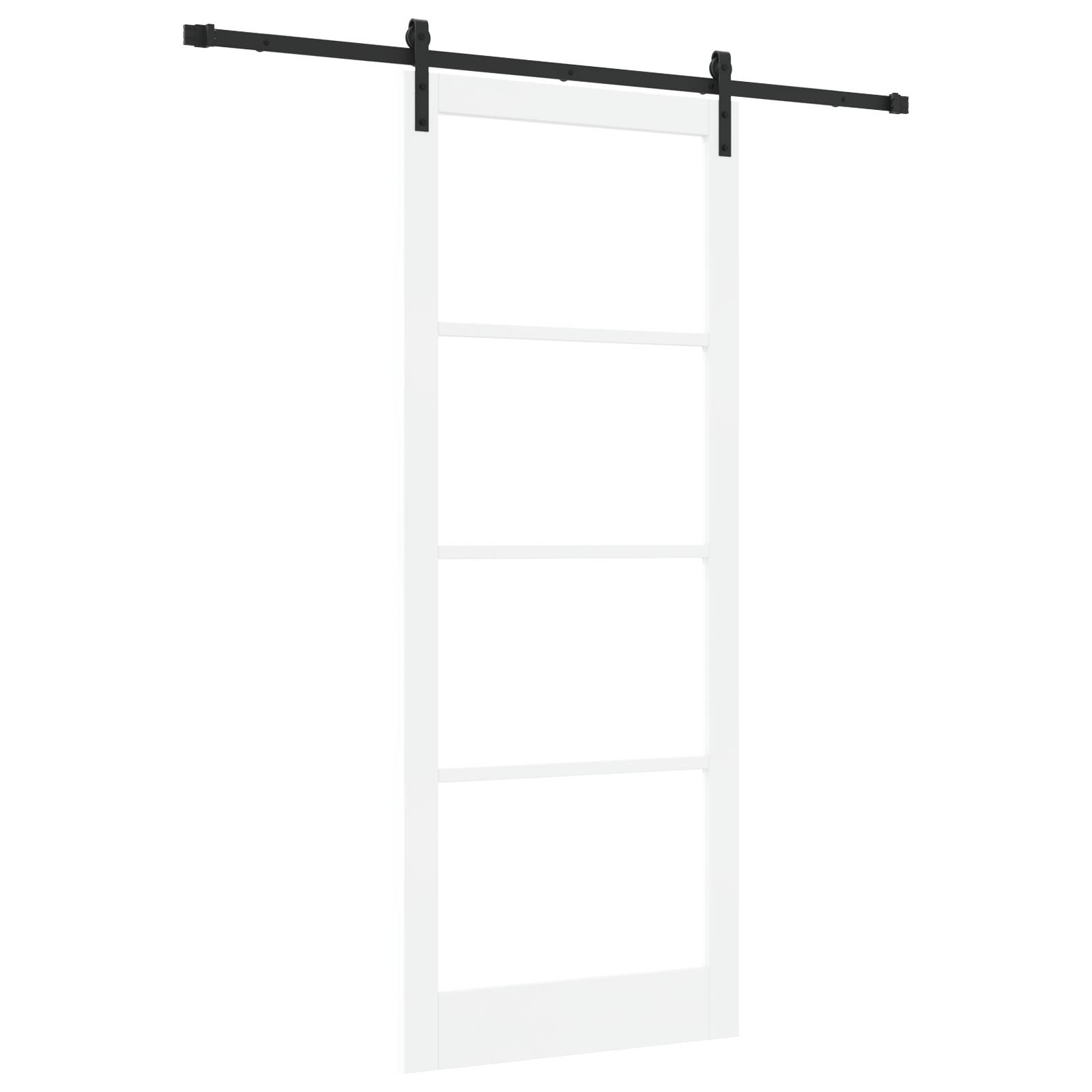 vidaXL Schiebetür mit Beschlagsatz "ORKDAL" Weiße Massivholz & Glas