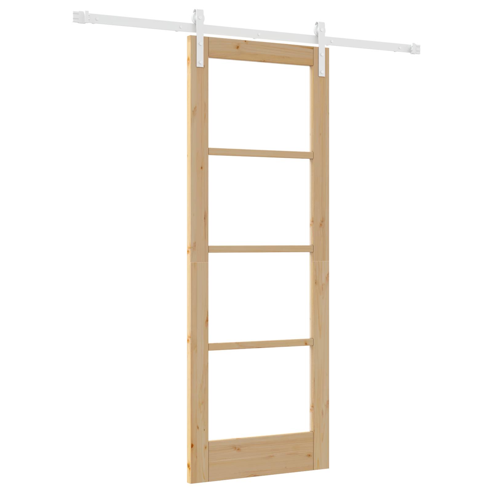 vidaXL Schiebetür mit Beschlag-Set "ORKDAL" Massivholz & Glas