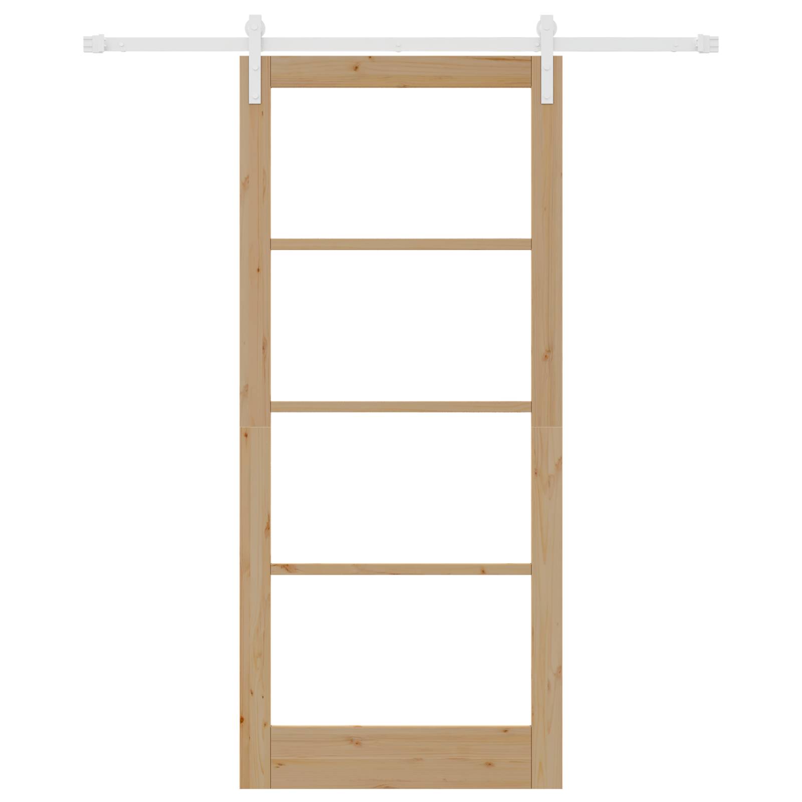 vidaXL Schiebetür mit Hardware-Set 'ORKDAL'aus massivem Holz und Glas