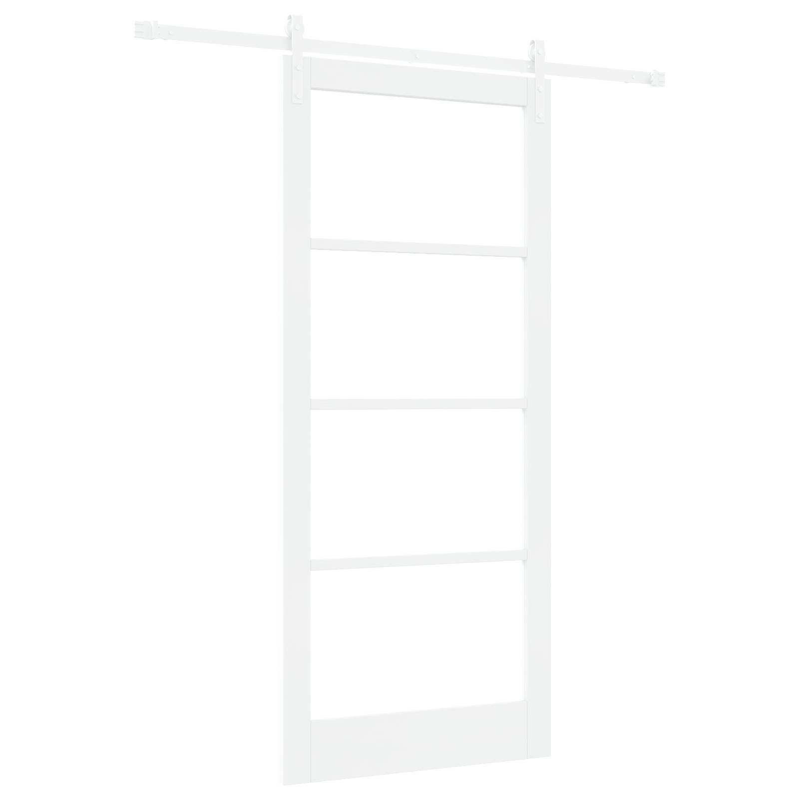 vidaXL Schiebetür mit Beschlägen "ORKDAL" Weiß Massivholz & Glas