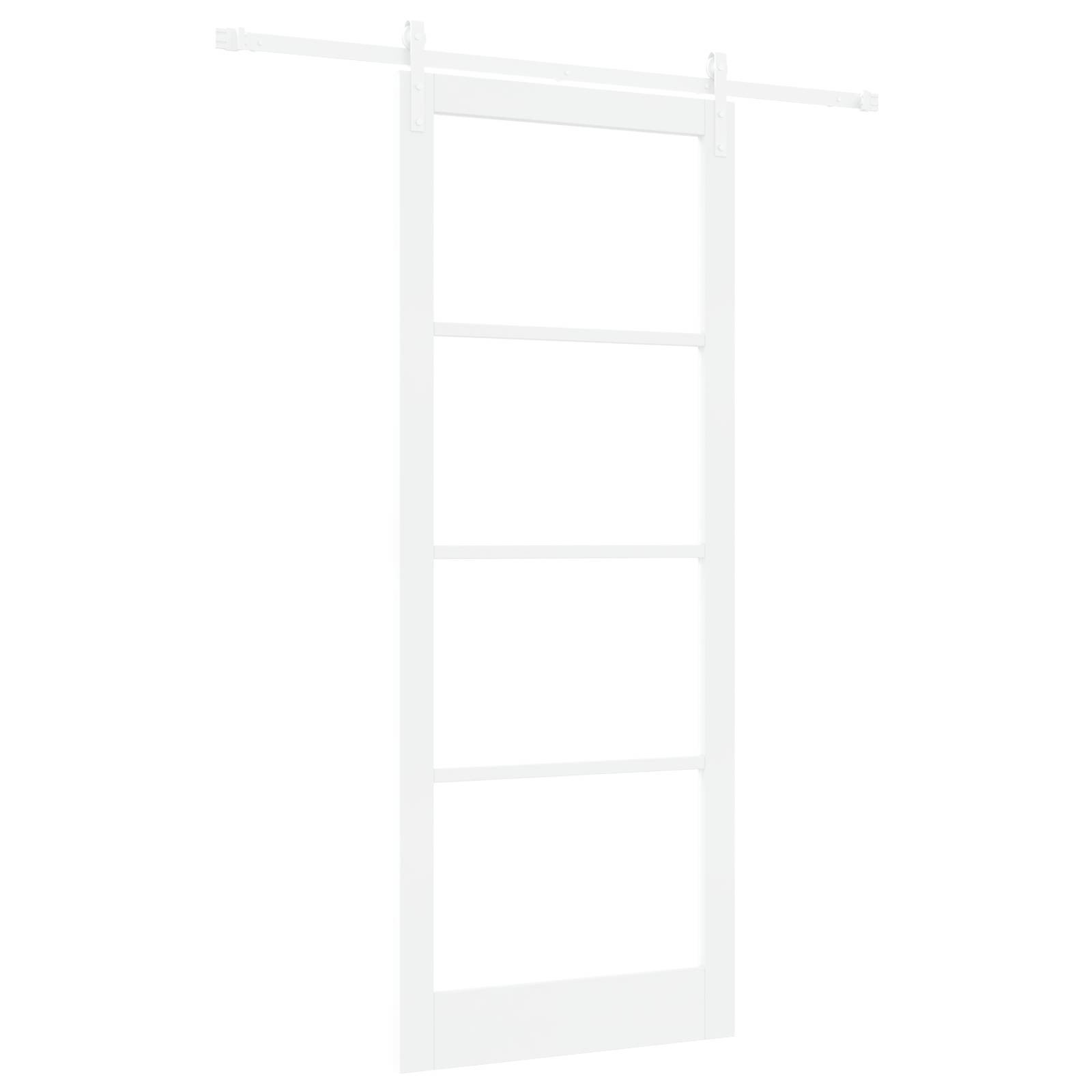 vidaXL Schiebetür mit Hardware Set 'ORKDAL'Weiß Massivholz & Glas