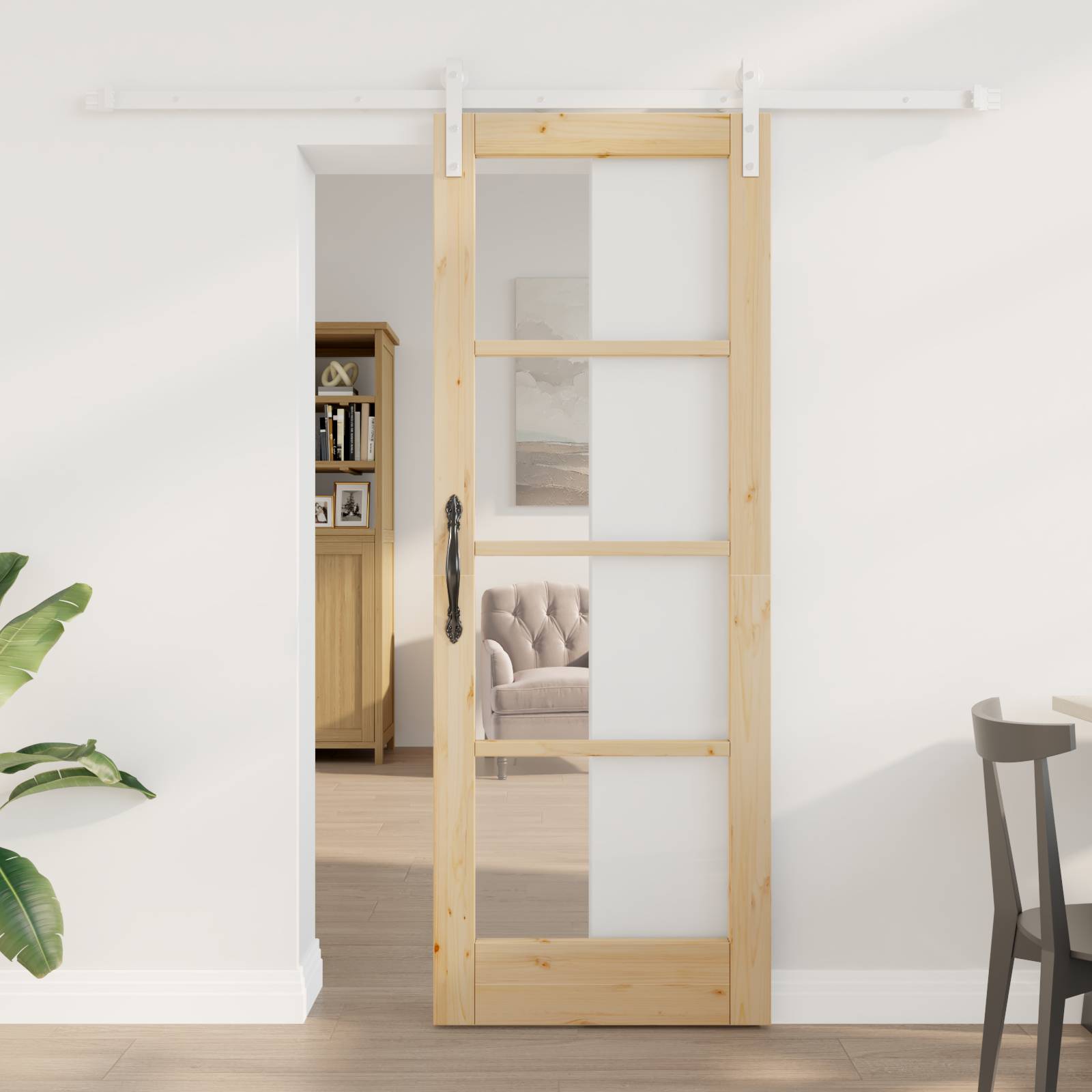 vidaXL Schiebetür mit Montageset 'ORKDAL'Massivholz & Glas