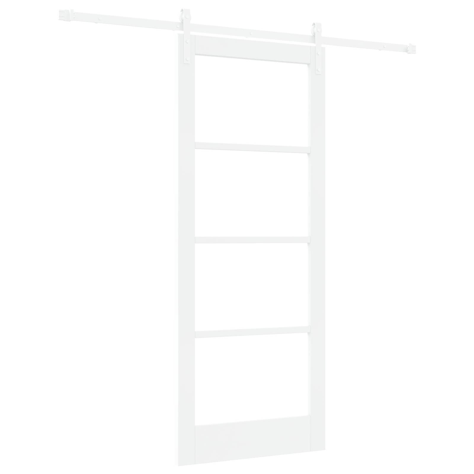vidaXL Schiebetür mit Beschlagsatz "ORKDAL" Weiße Massivholz & Glas