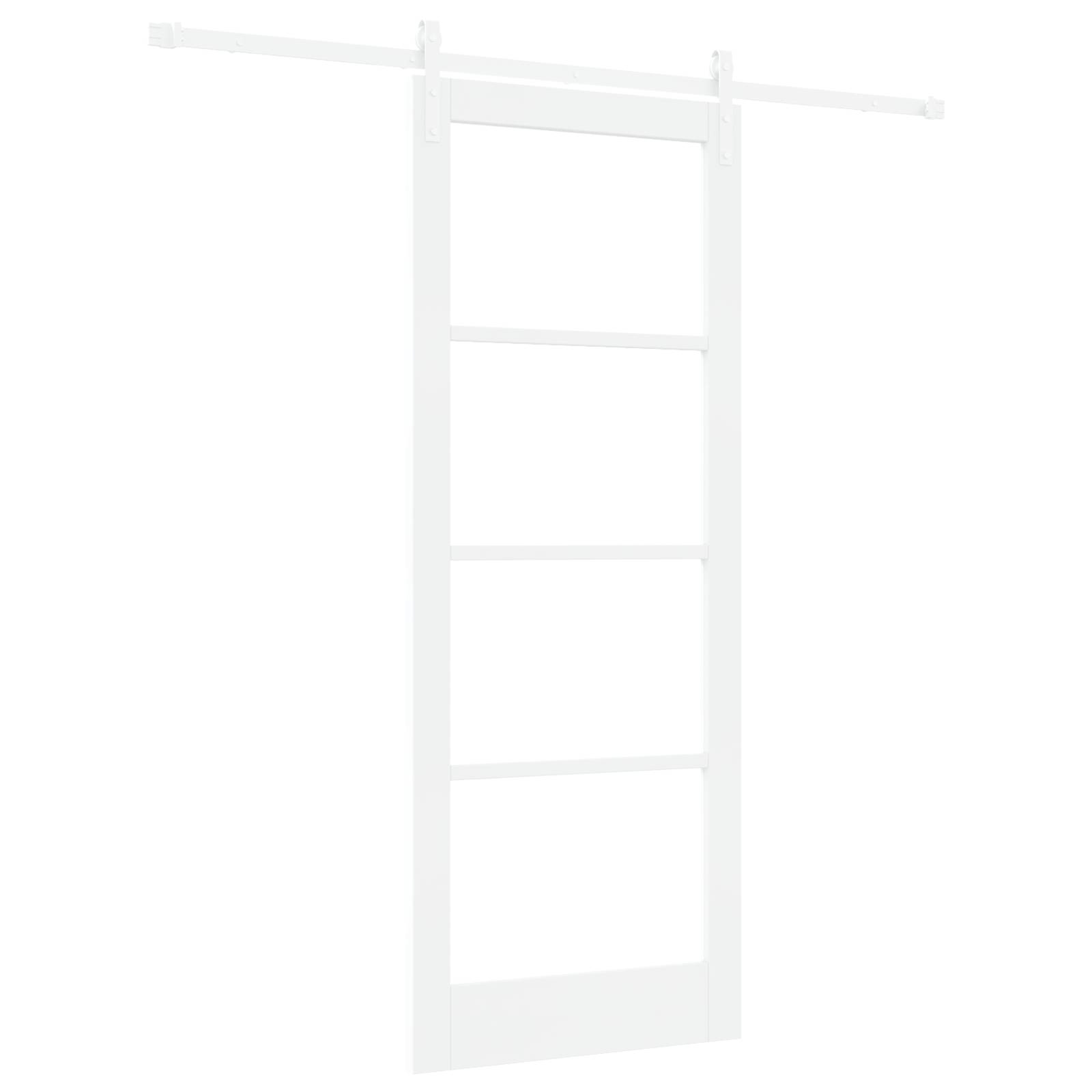 vidaXL Schiebetür mit Hardware-Set "ORKDAL" Weiß Massivholz & Glas