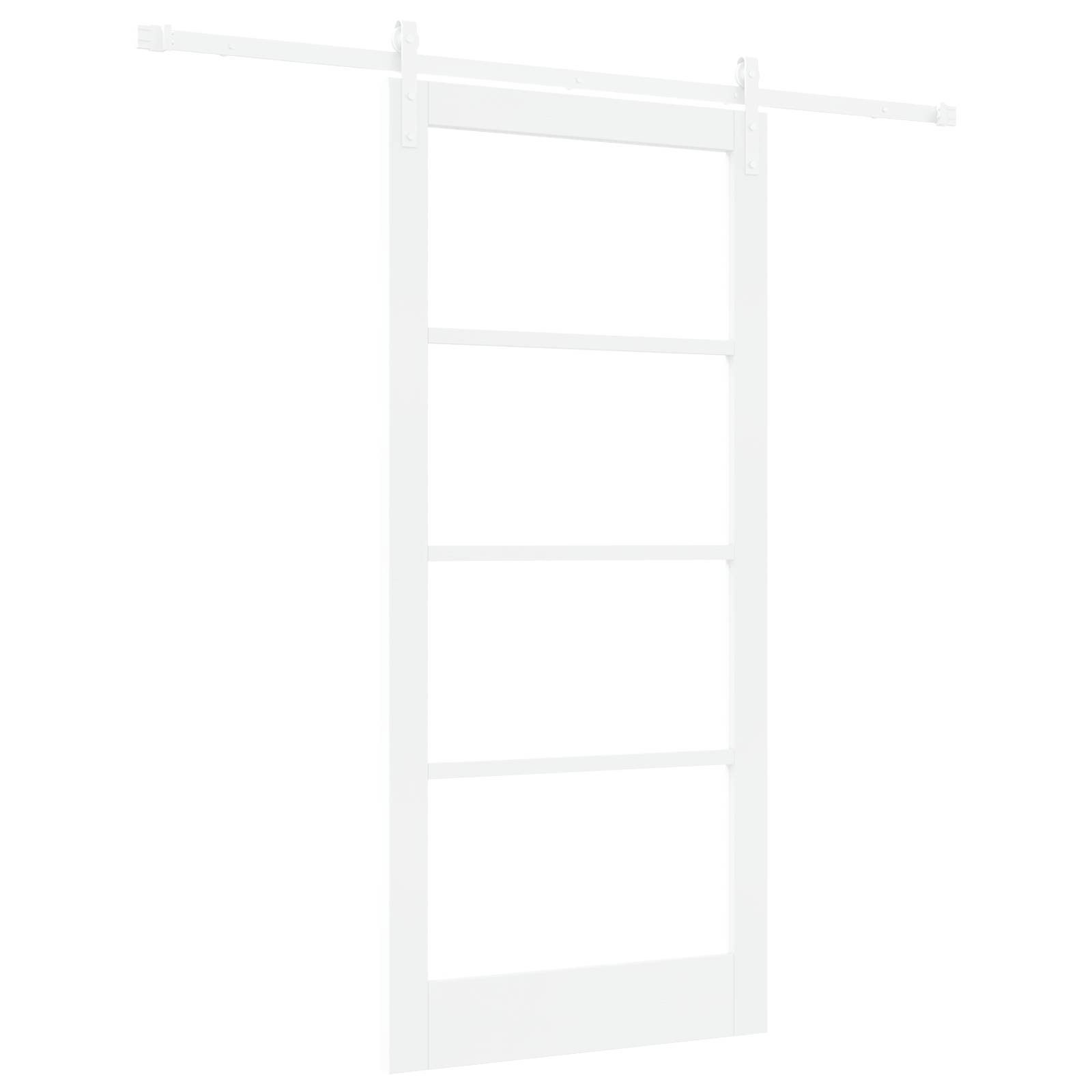 vidaXL Schiebetür mit Set 'ORKDAL'Weiß Massivholz & Glas