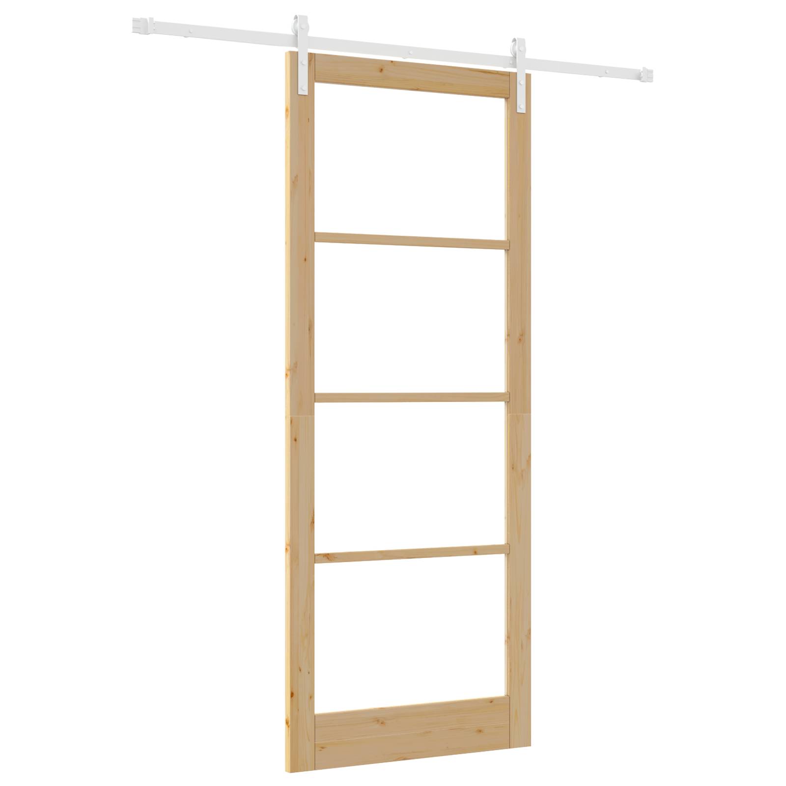 vidaXL Schiebetür mit Beschlägen "ORKDAL" aus massivem Holz und Glas