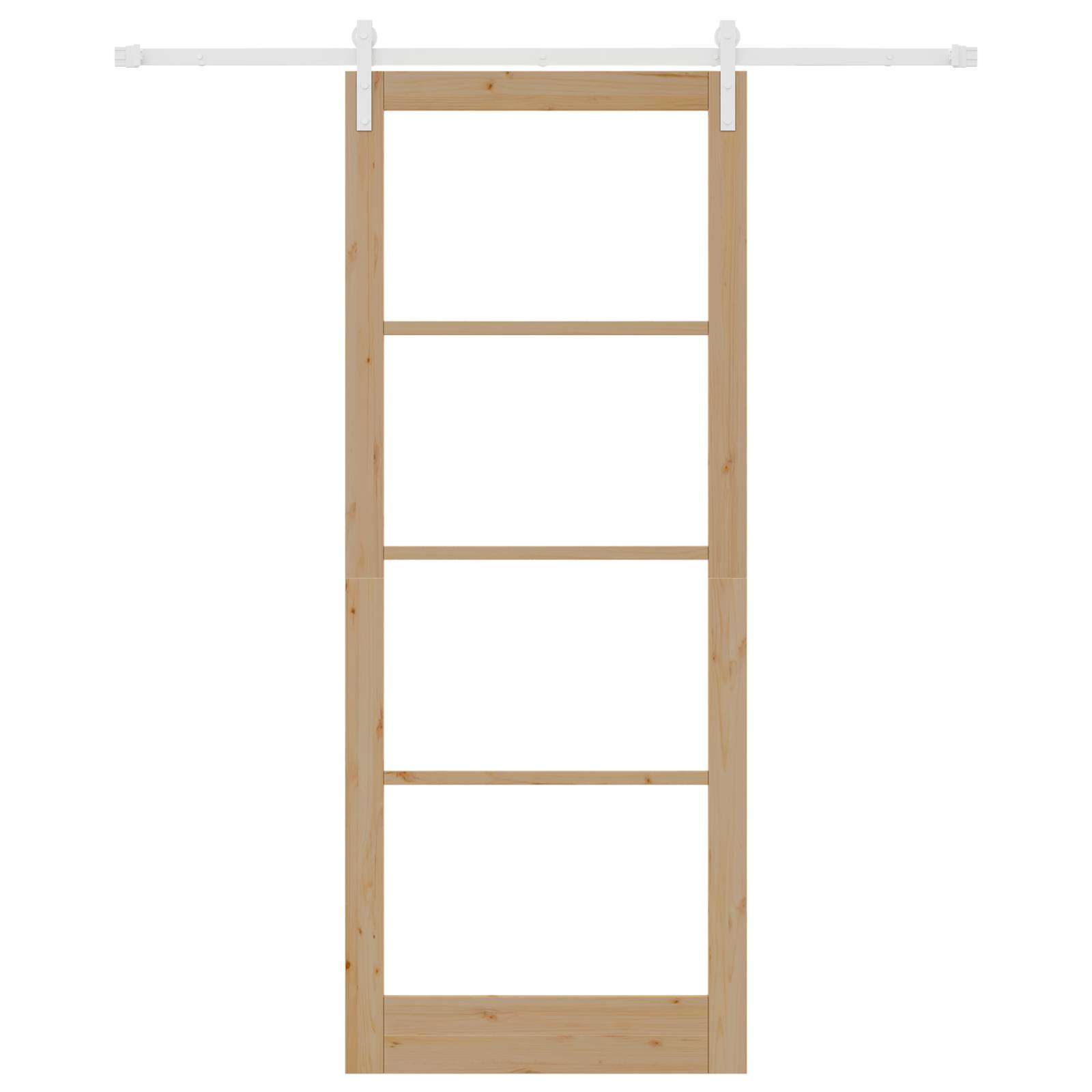vidaXL Schiebetür mit Beschlägen "ORKDAL" aus massivem Holz und Glas