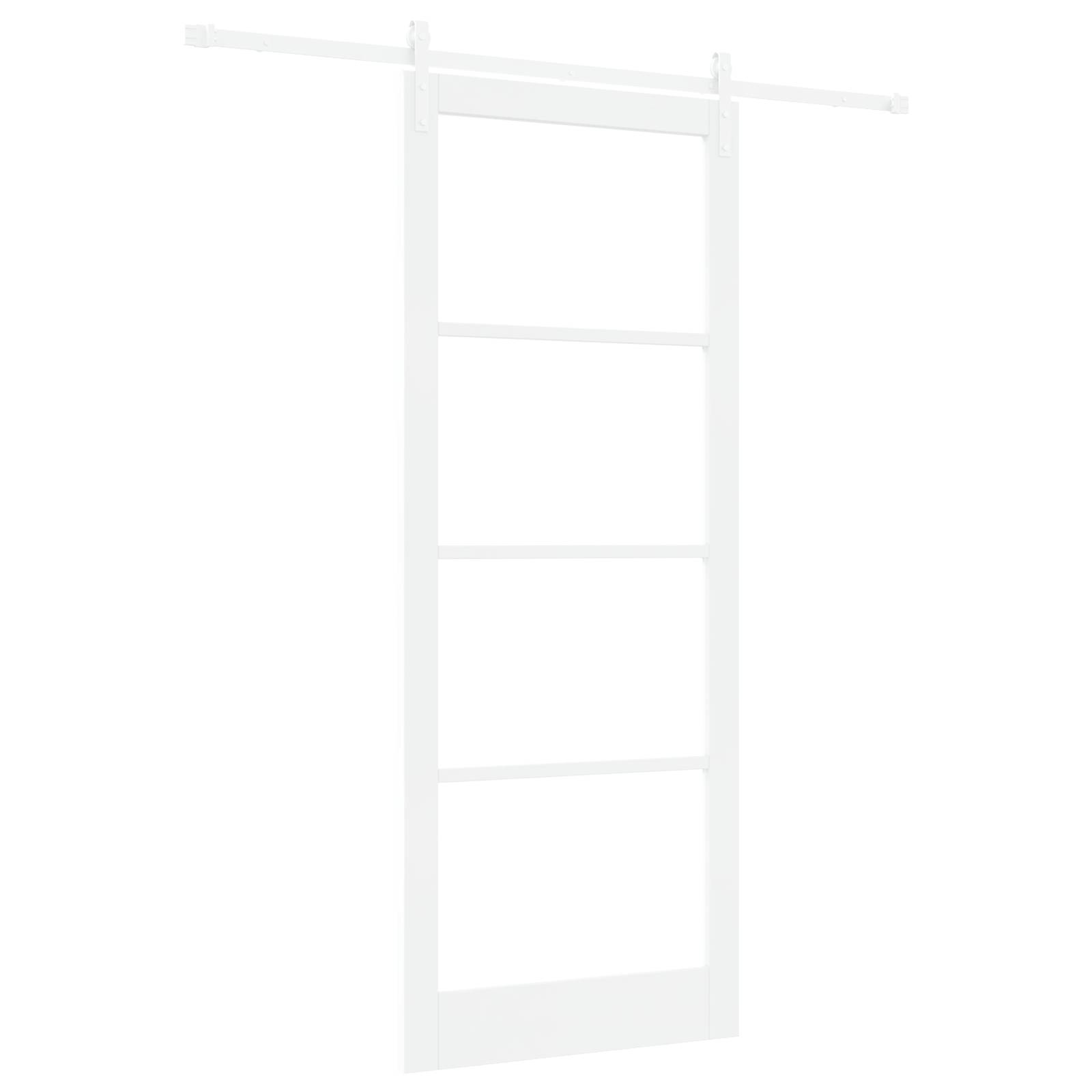 vidaXL Schiebetür mit Hardware-Set "ORKDAL" Weiß Massivholz & Glas