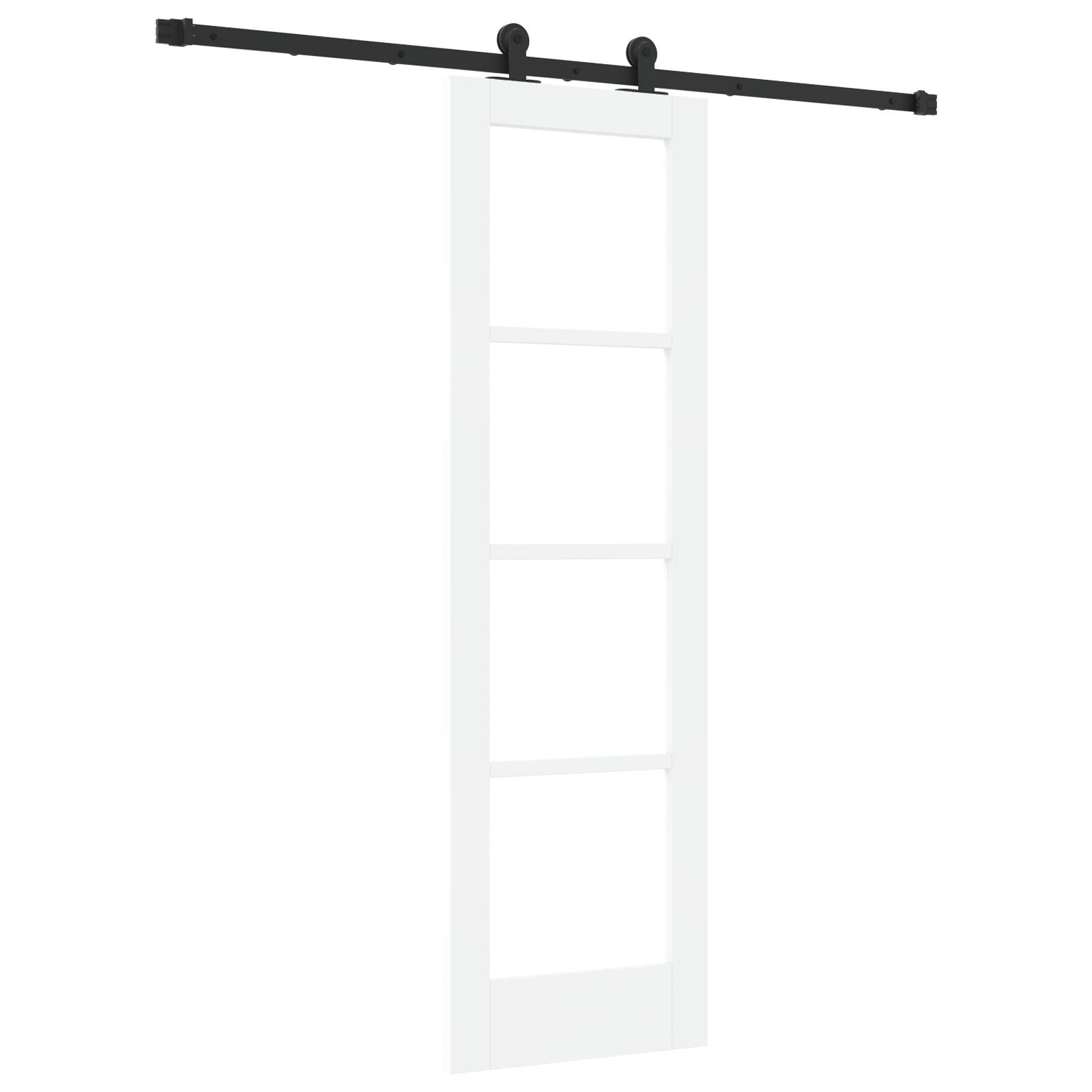 vidaXL Schiebetür mit Hardware Set 'ORKDAL'Weiß Massivholz & Glas