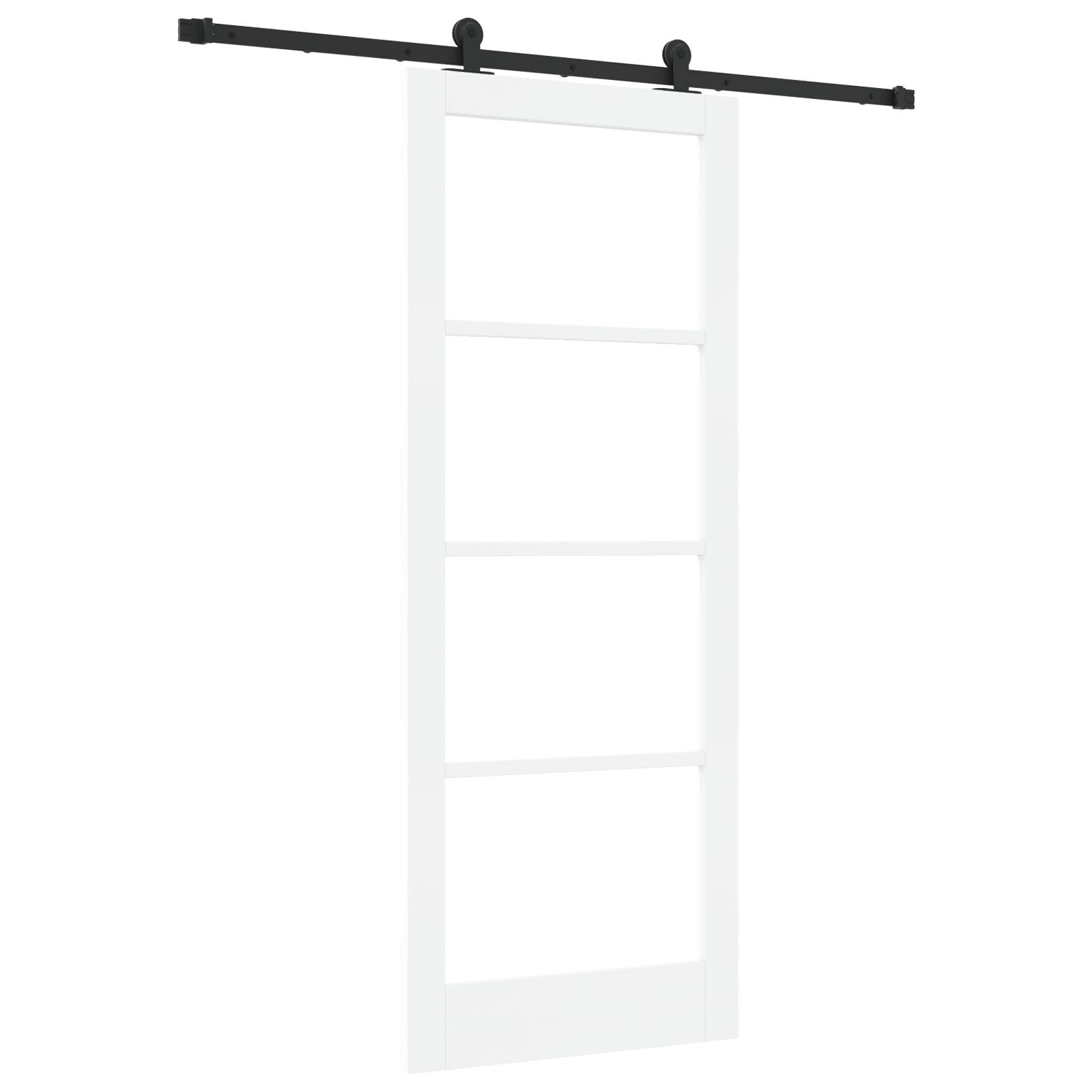 vidaXL Schiebetür mit Hardware-Set 'ORKDAL'Weiß Massivholz & Glas