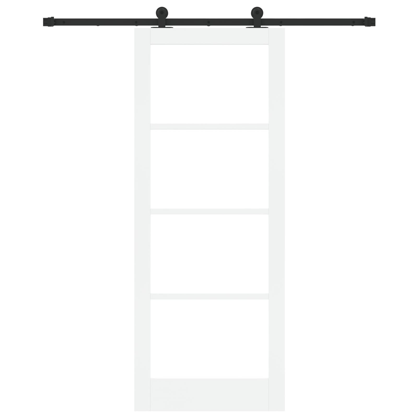 vidaXL Schiebetür mit Hardware-Set 'ORKDAL'Weiß Massivholz & Glas