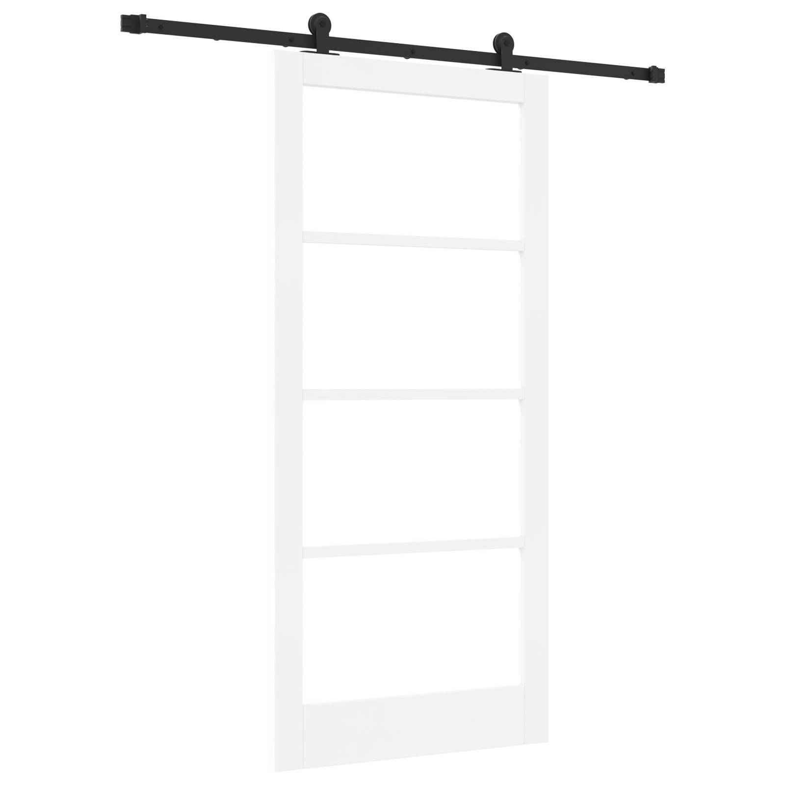 vidaXL Schiebetür mit Beschlägen 'ORKDAL'Weißes Massivholz & Glas