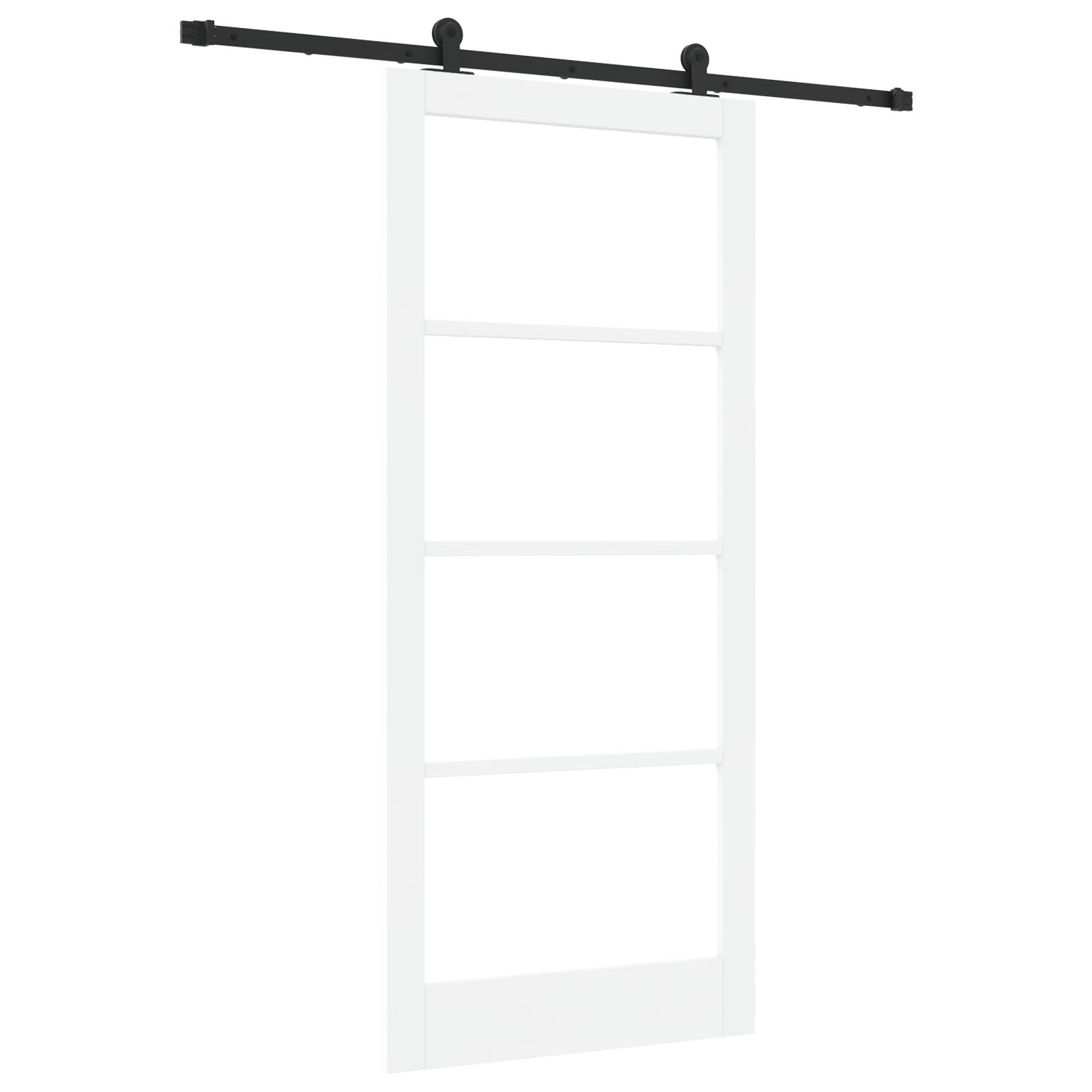vidaXL Schiebetür mit Hardware-Set 'ORKDAL'Weiß Massivholz & Glas