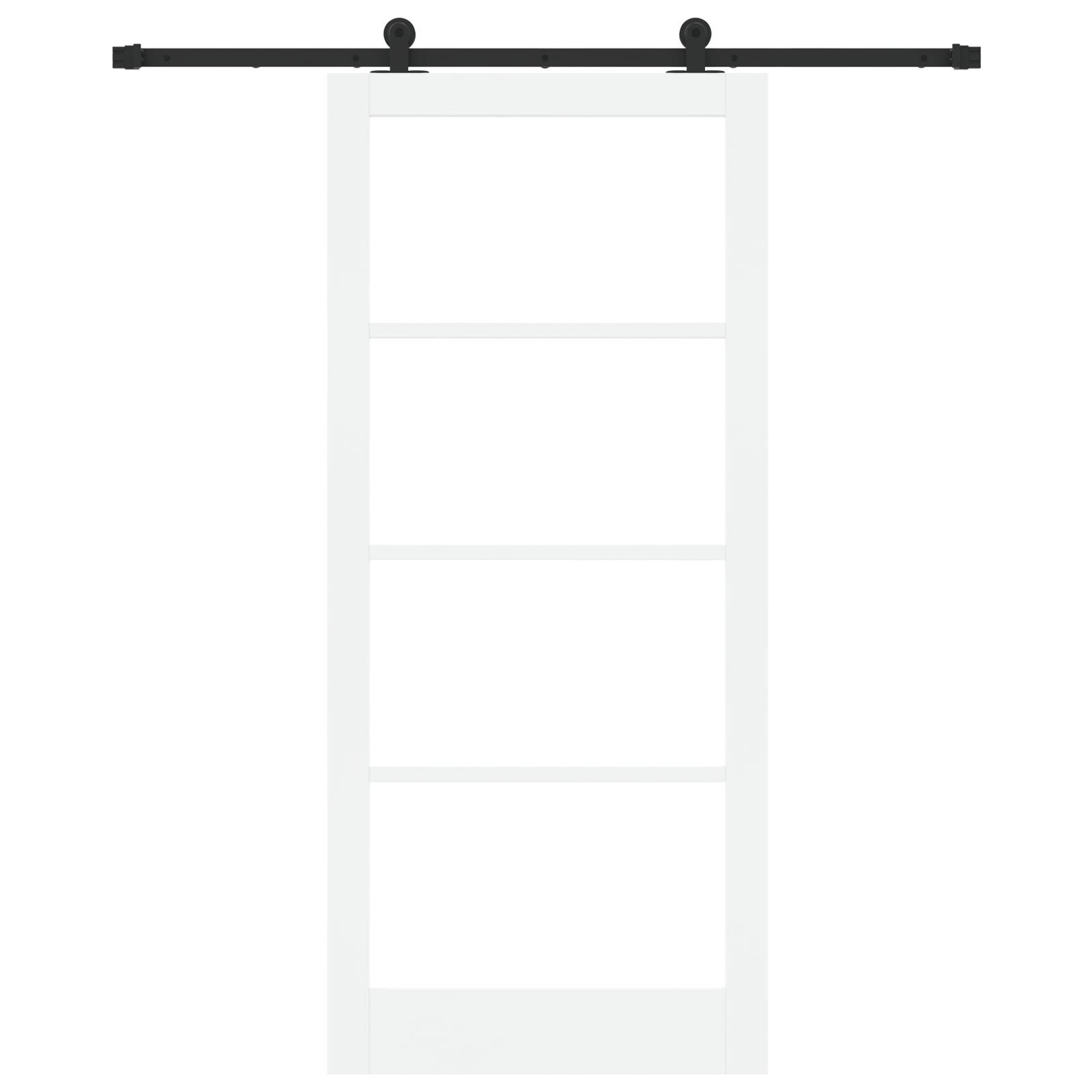 vidaXL Schiebetür mit Hardware-Set 'ORKDAL'Weiß Massivholz & Glas